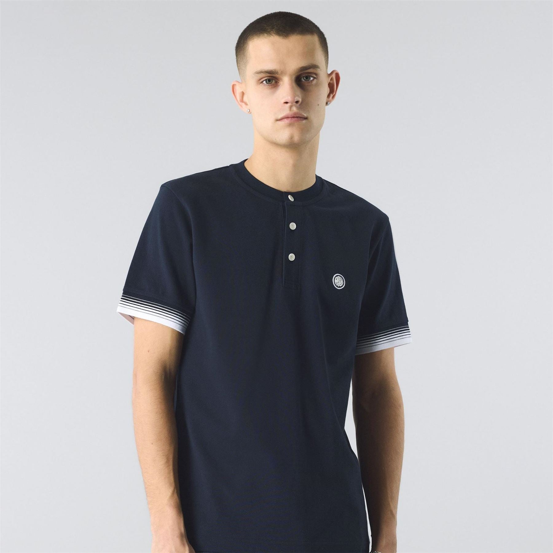 Pretty Green Gradient Grandad Regular Fit T-Shirt