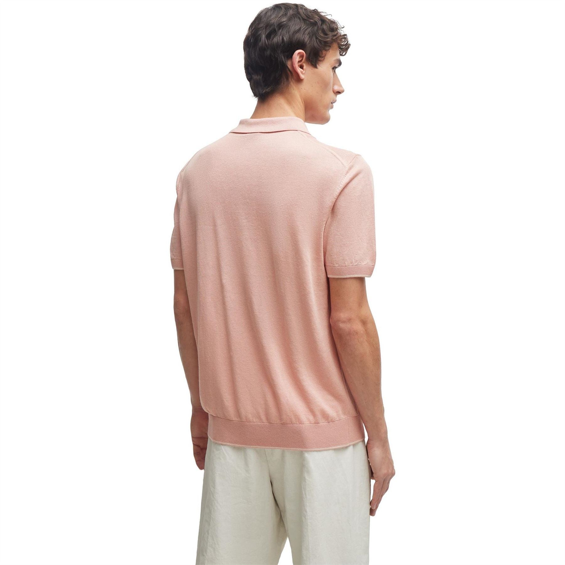 Boss Zip Neck Collared Short Sleeve Shirt
