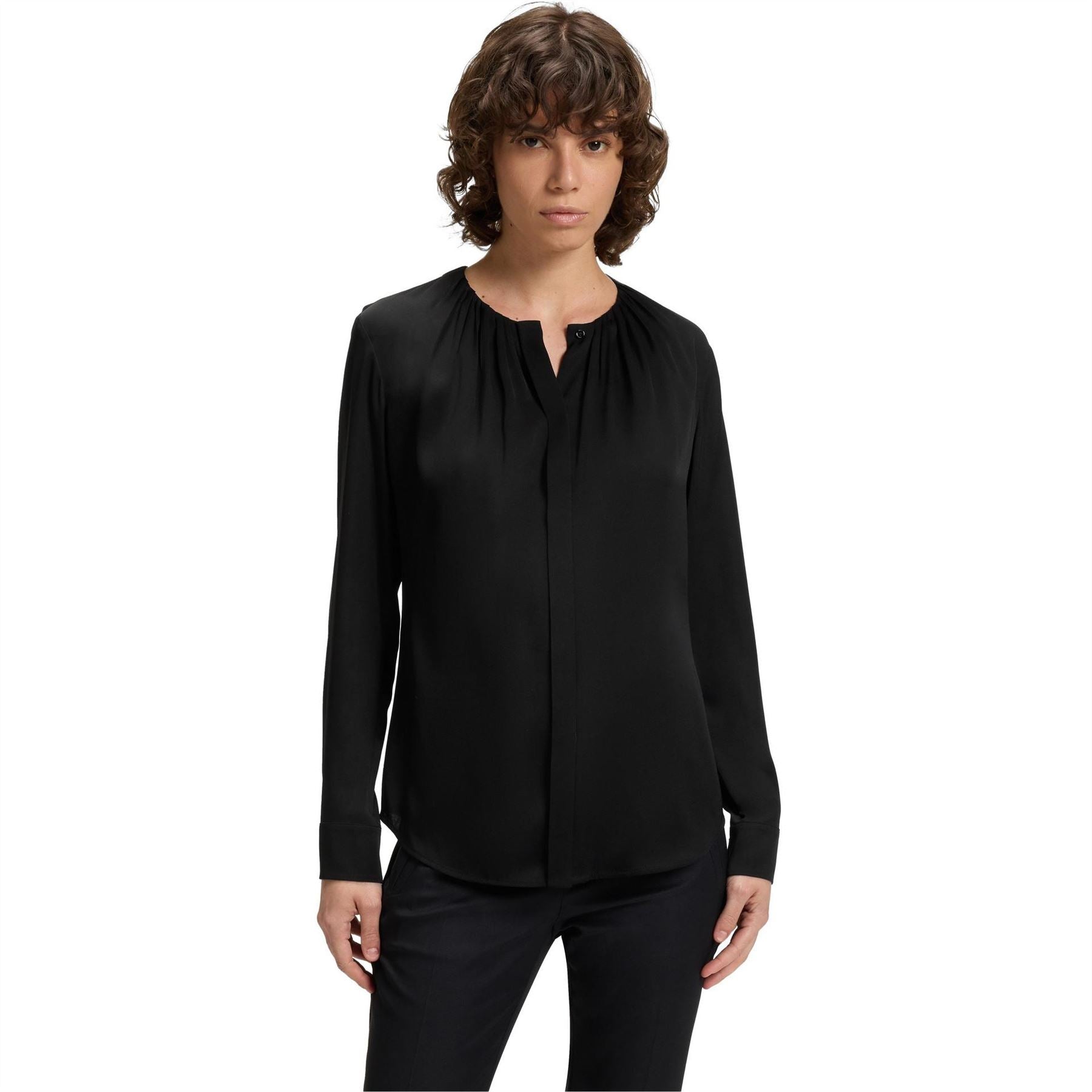 Boss Jewel Neck Long Sleeve Regular Fit Blouse