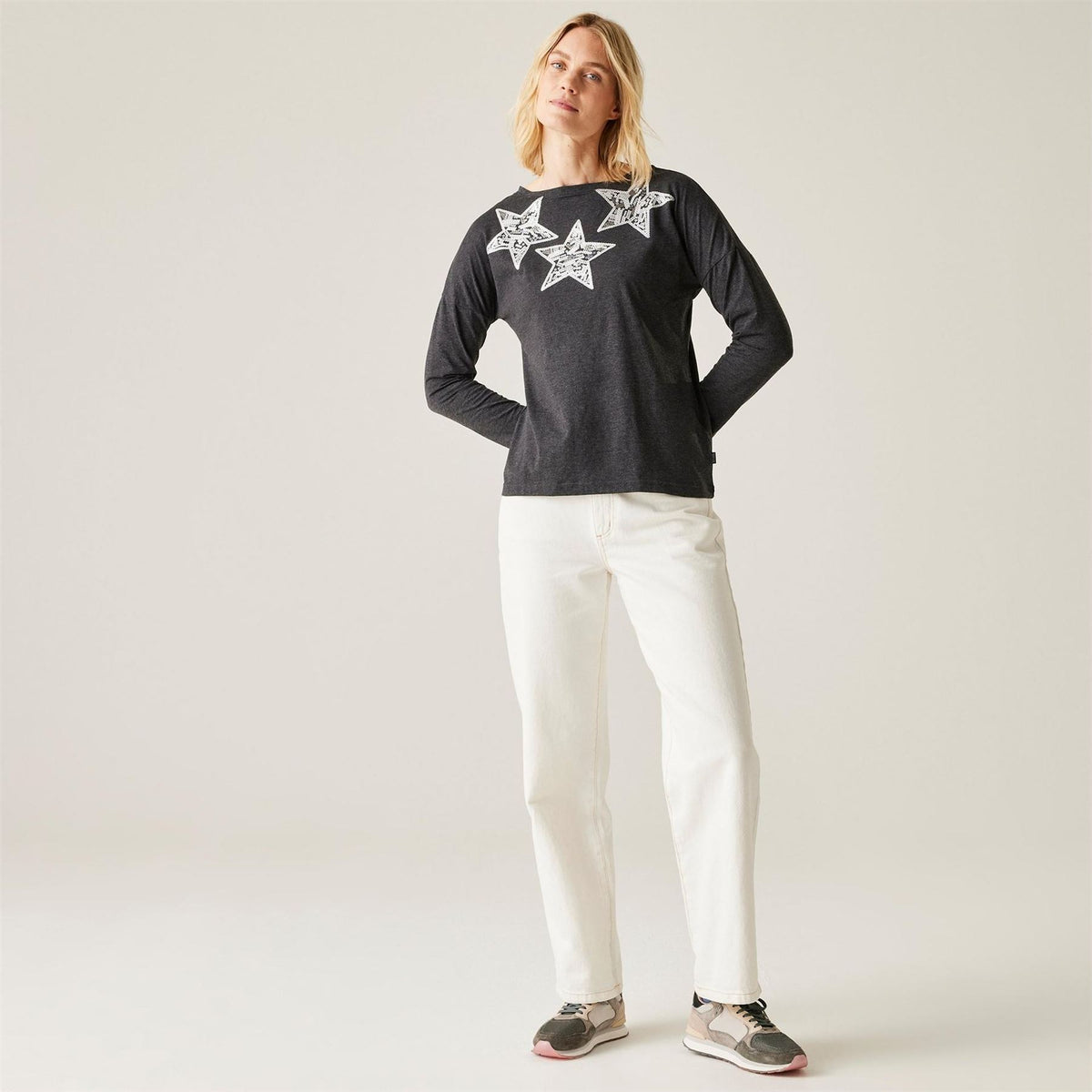 Regatta Carlene Sequin Graphic Boat Neck Long Sleeve T-Shirt
