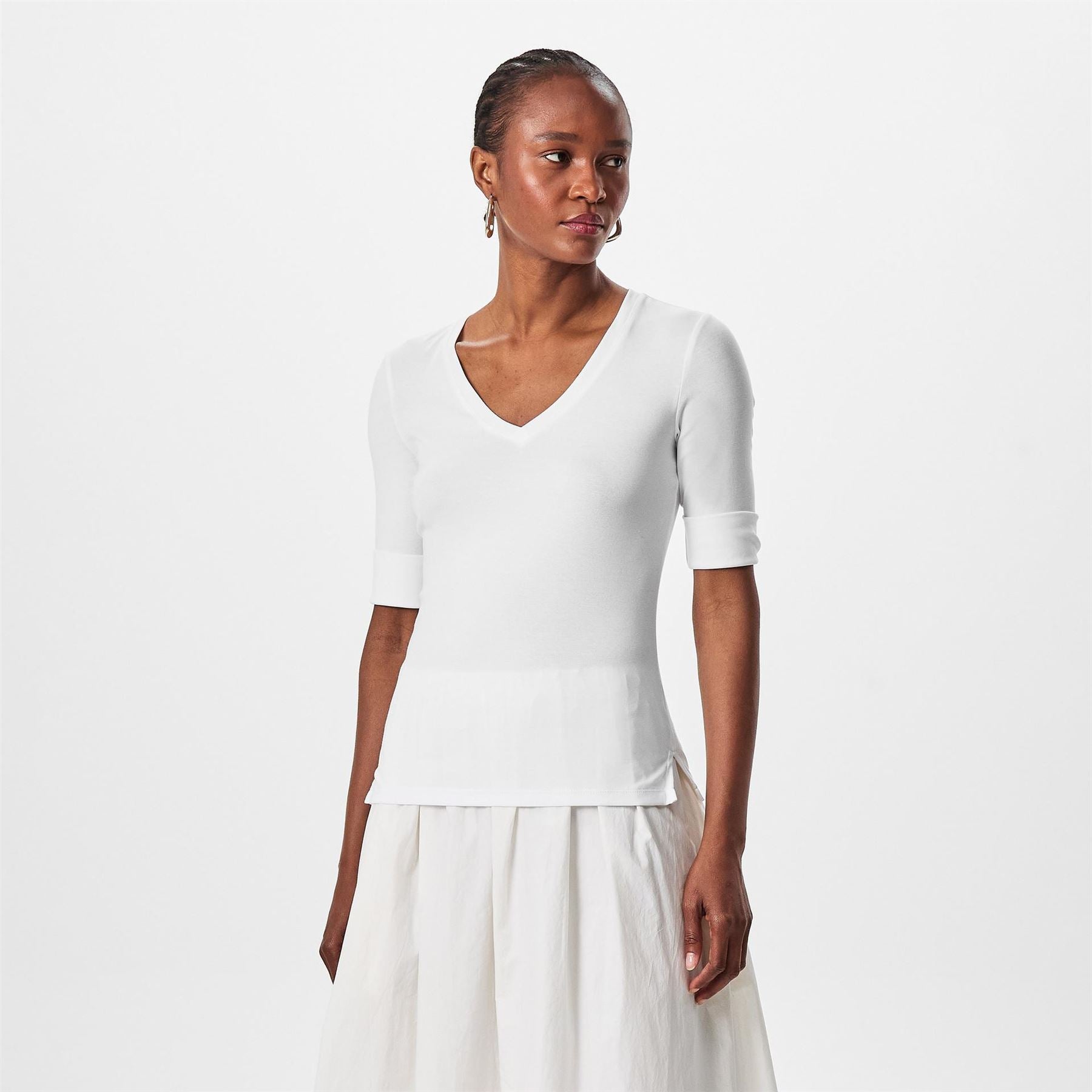 Lauren by Ralph Lauren Judy Slim Fit V-Neck Long Sleeve T-Shirt