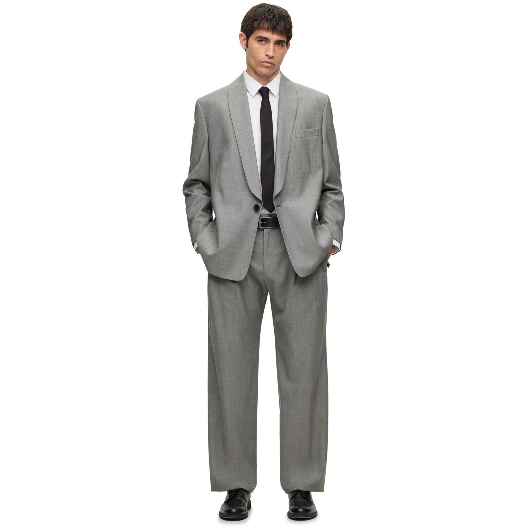 Boss Solid Patterned Softshell Single Button Shawl Collared Jacket