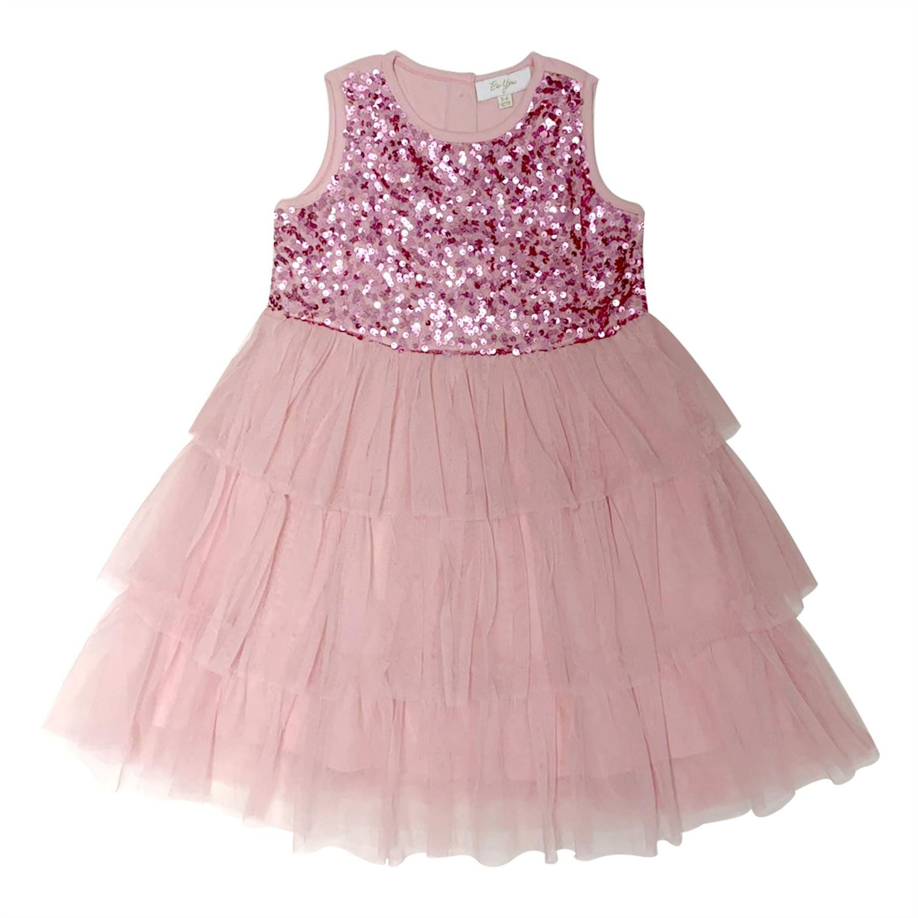 Be You Younger Girl Crew Neck Midi Tiered Dress