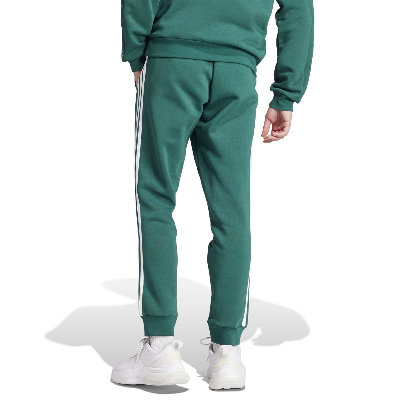 adidas Fleece Tapered Cuff 3 Stripes Joggers M