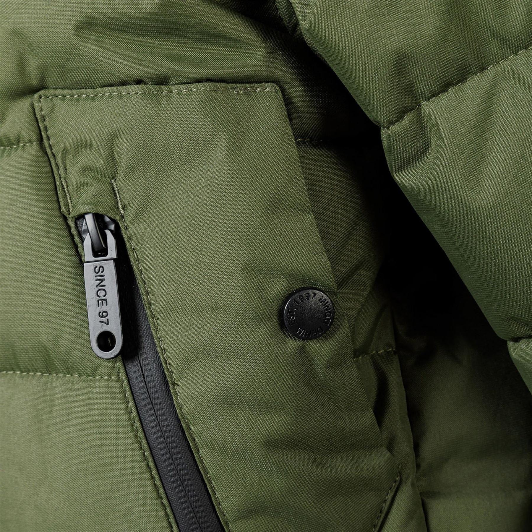 Minoti Boys Padded Jacket With Hood Zipped Pockets Khaki