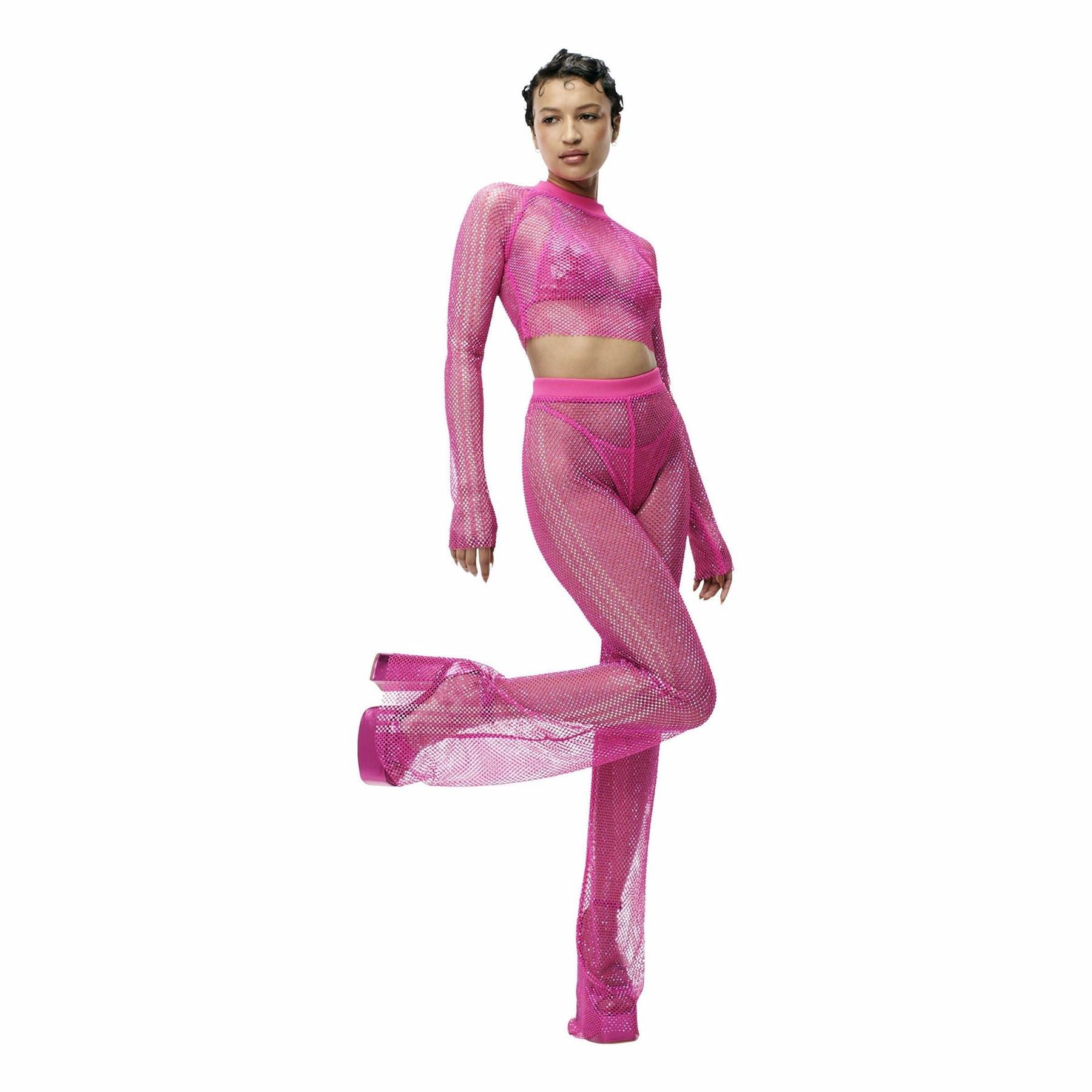 adidas Womens Crystal Mesh Cover Up Long Sleeve Top