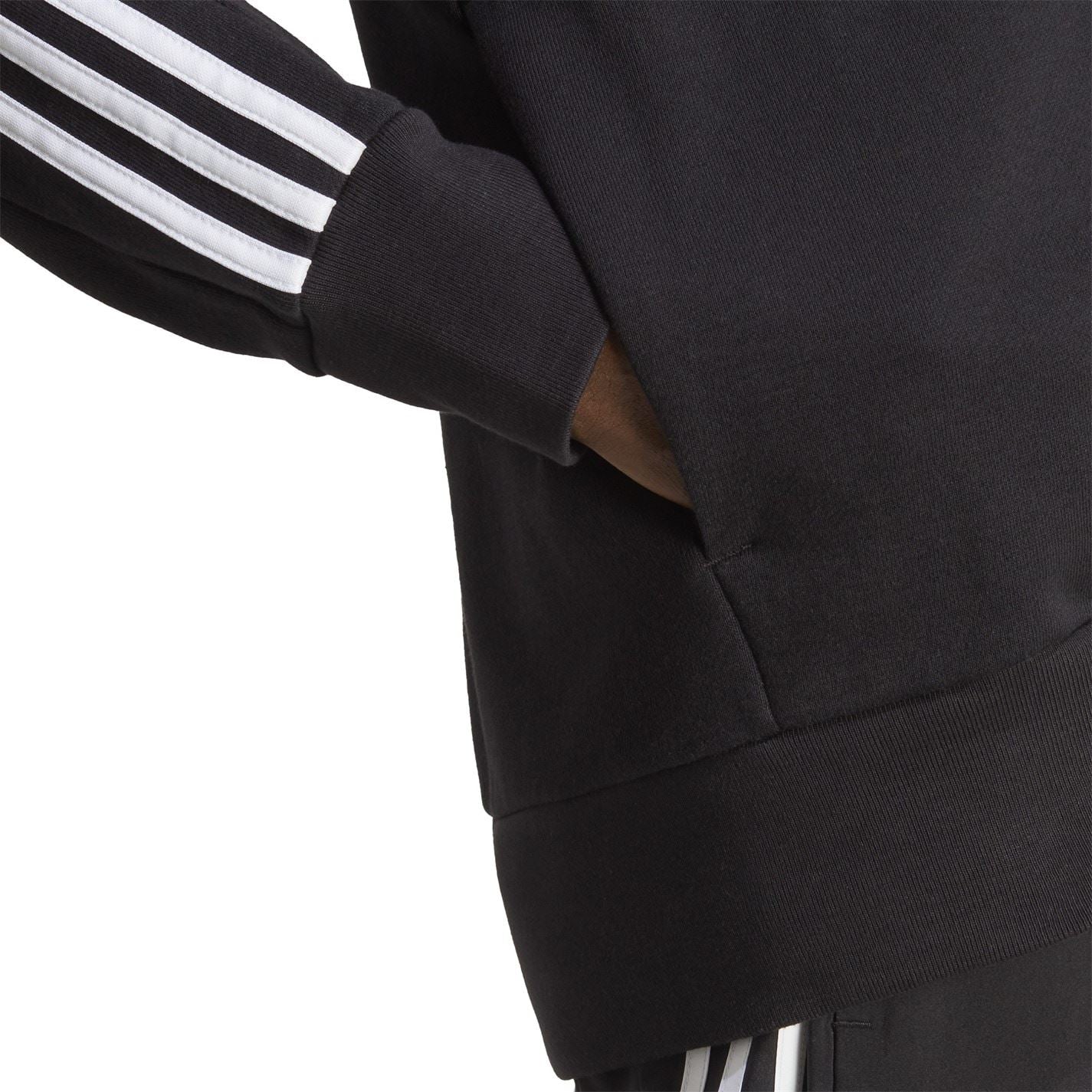 adidas Mens Essentials French Terry 3 Stripes Zip Hoodie