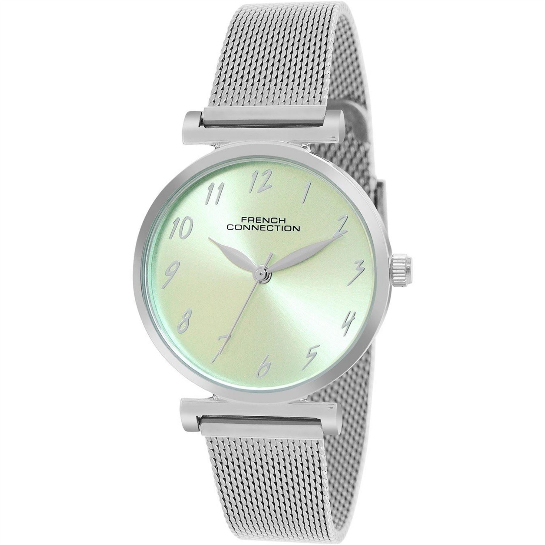 French Connection Connection Silver Case Round Shape Silver Strap Quartz Watch