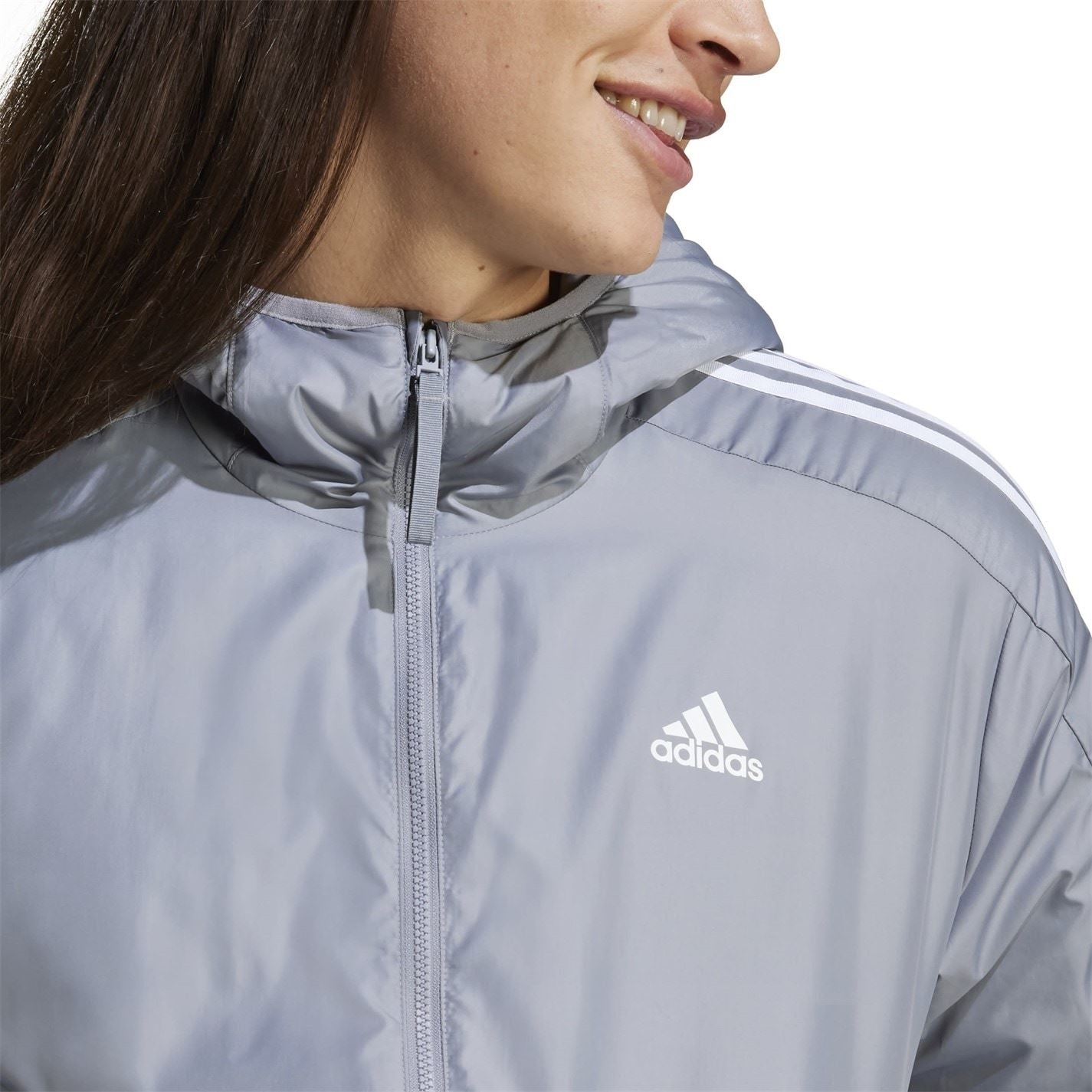 adidas Mens 3 Stripe Essential Hooded Jacket
