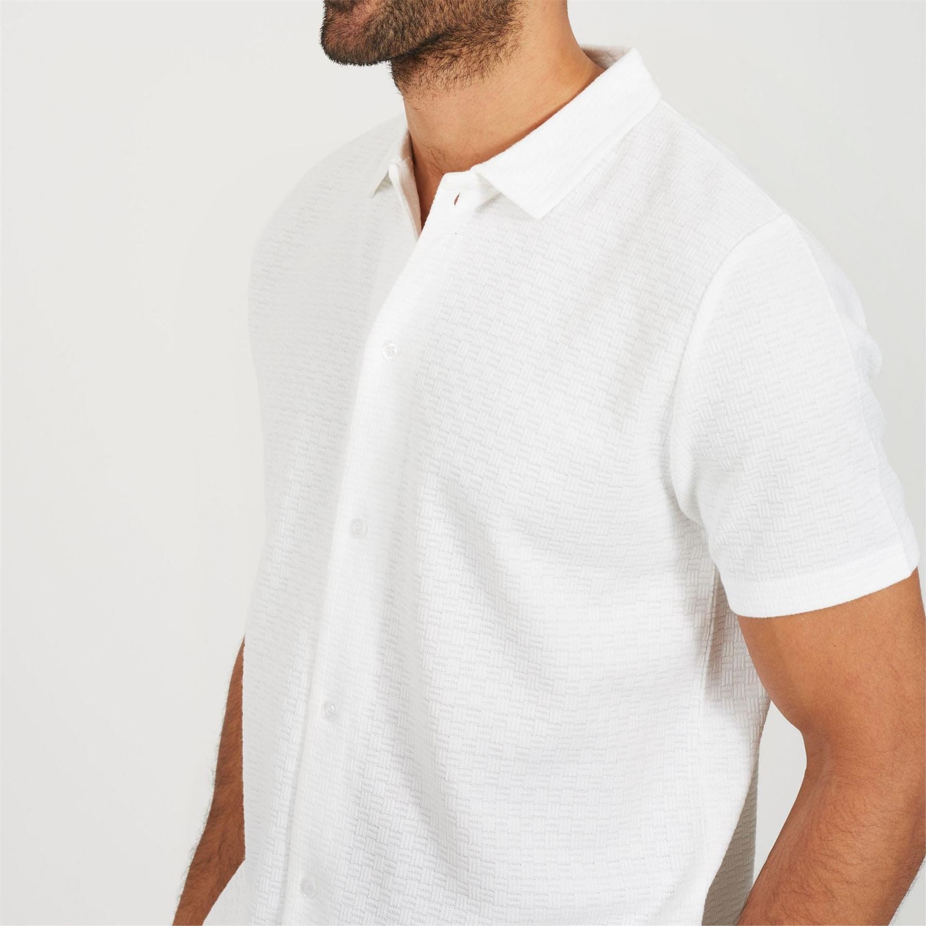 Brave Soul Mens Short Sleeve Button Up Textured Shirt