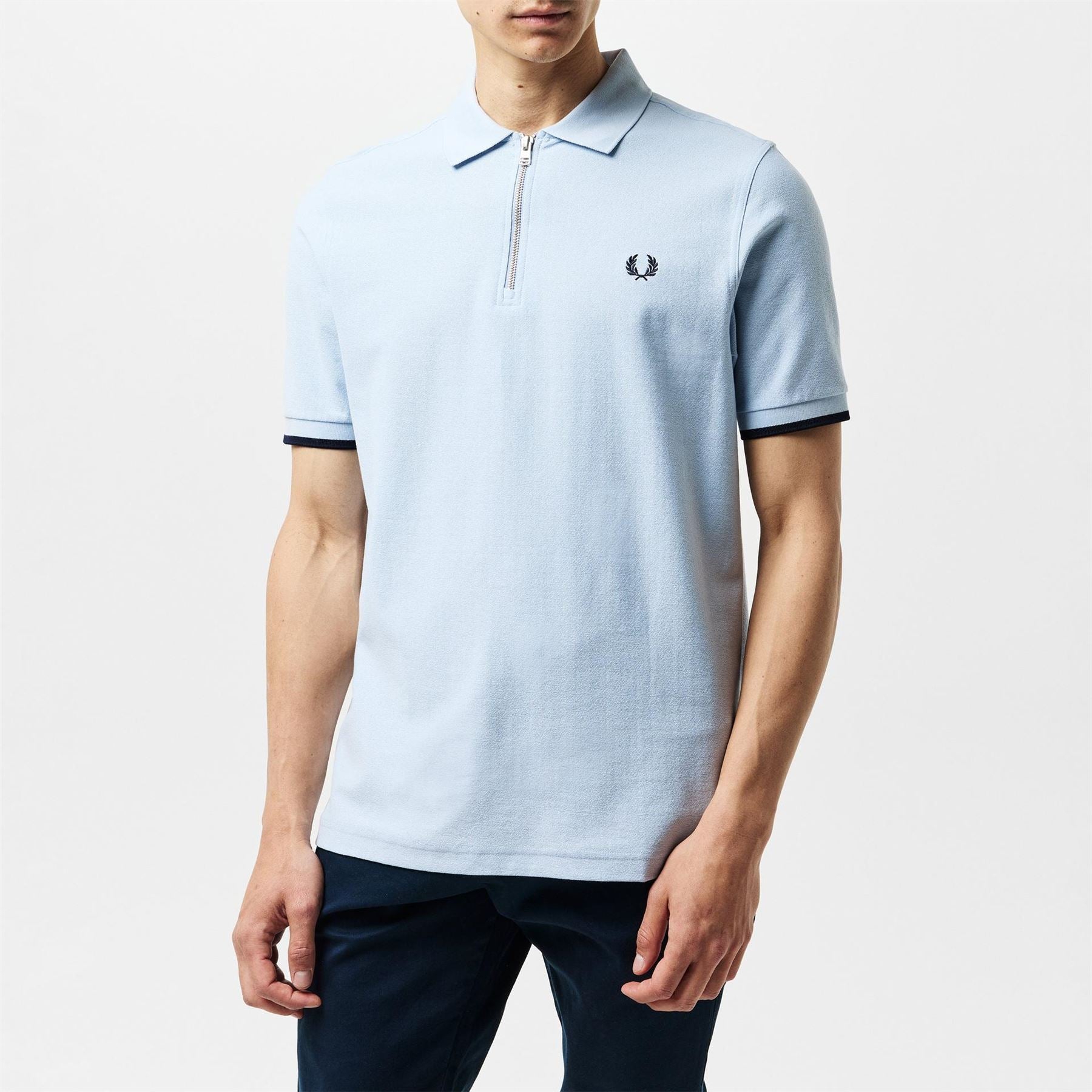 Fred Perry Crepe Zipped Short Sleeve Polo Shirt