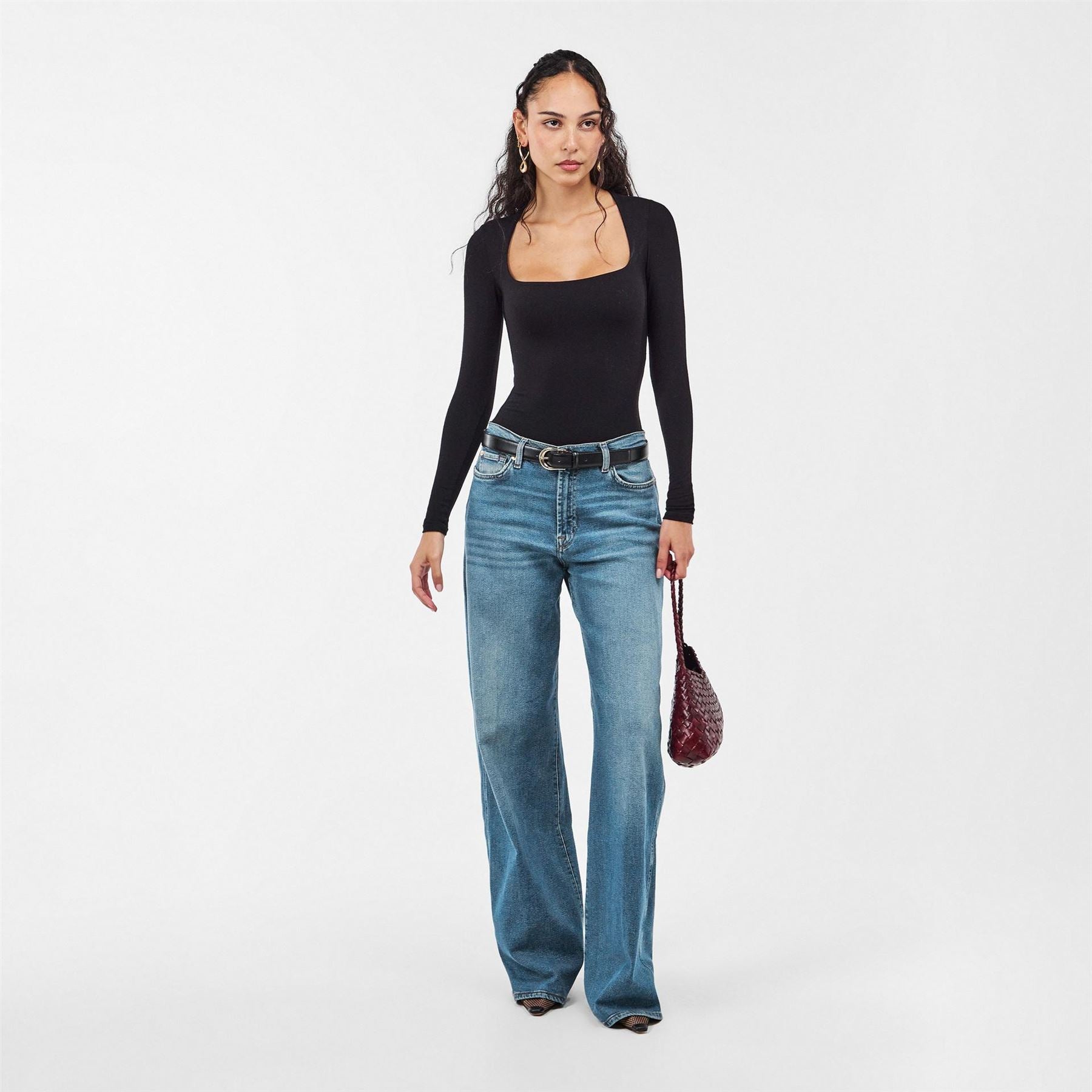 7 For All Mankind Lotta Light Wash Patterned Wide Leg Jeans