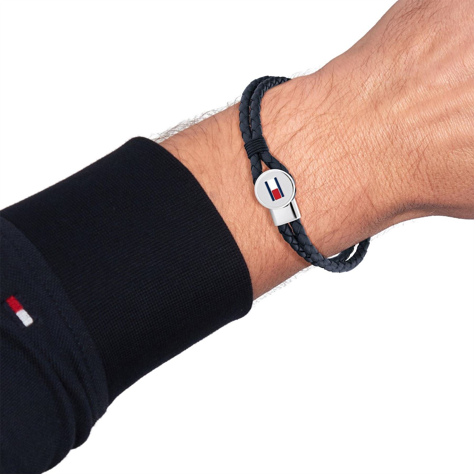 Tommy Hilfiger Hilfiger Men’s Braided Leather Bracelet
