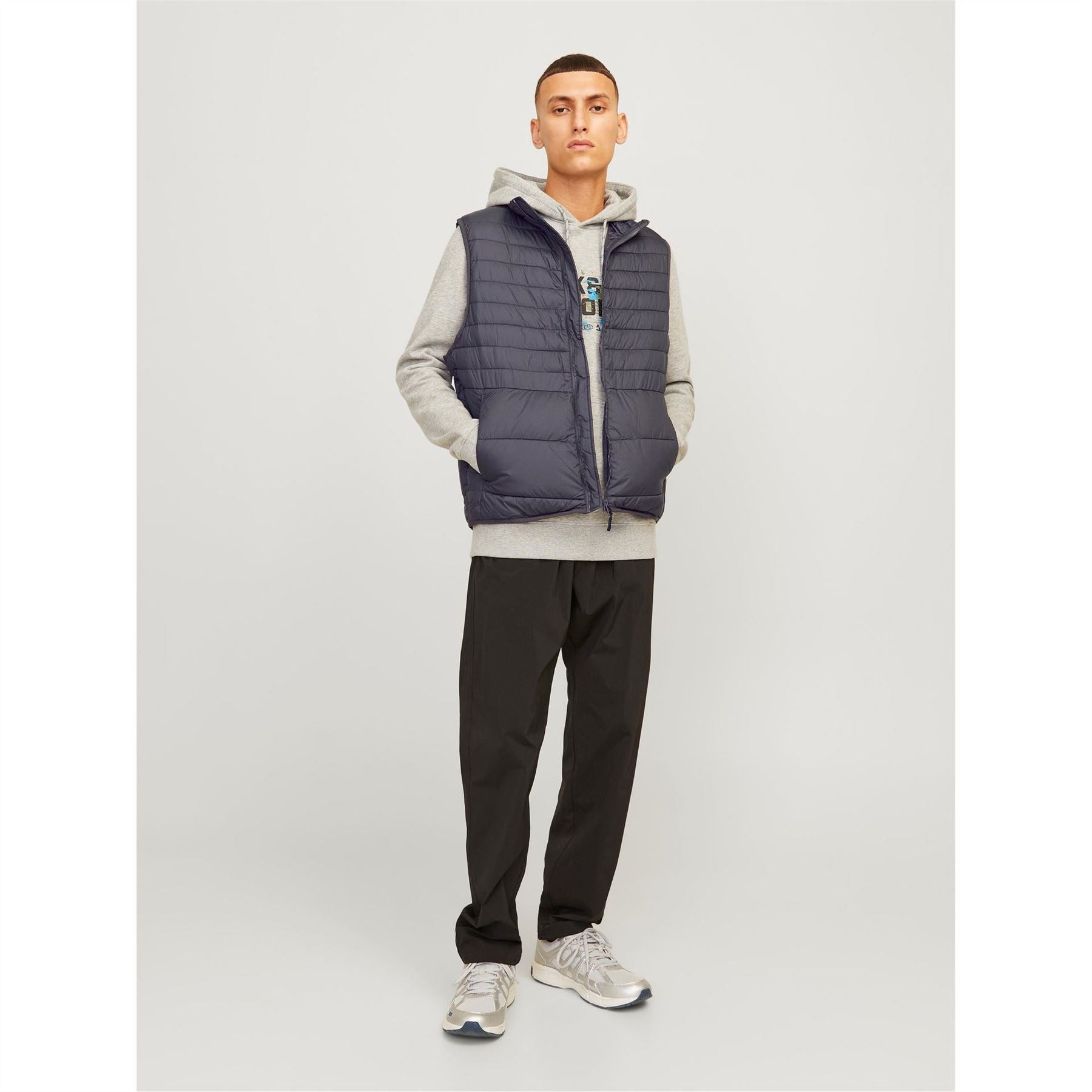 Jack and Jones Solid Patterned Quilted Gilet
