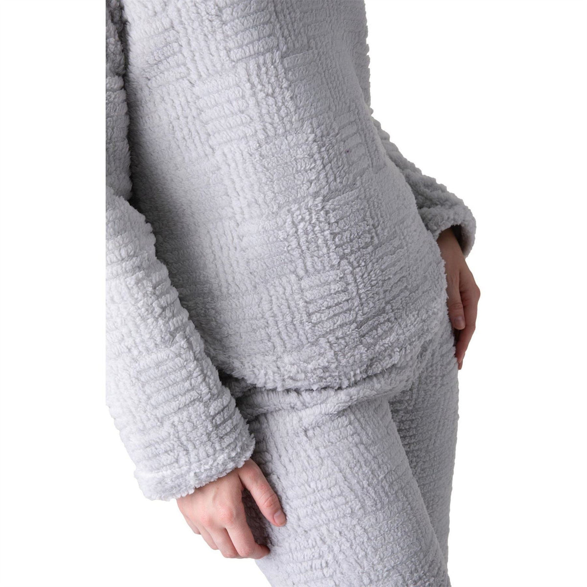 Camille Supersoft Textured Fleece Pyjamas With A Woven Pattern  And  Rope Detailing