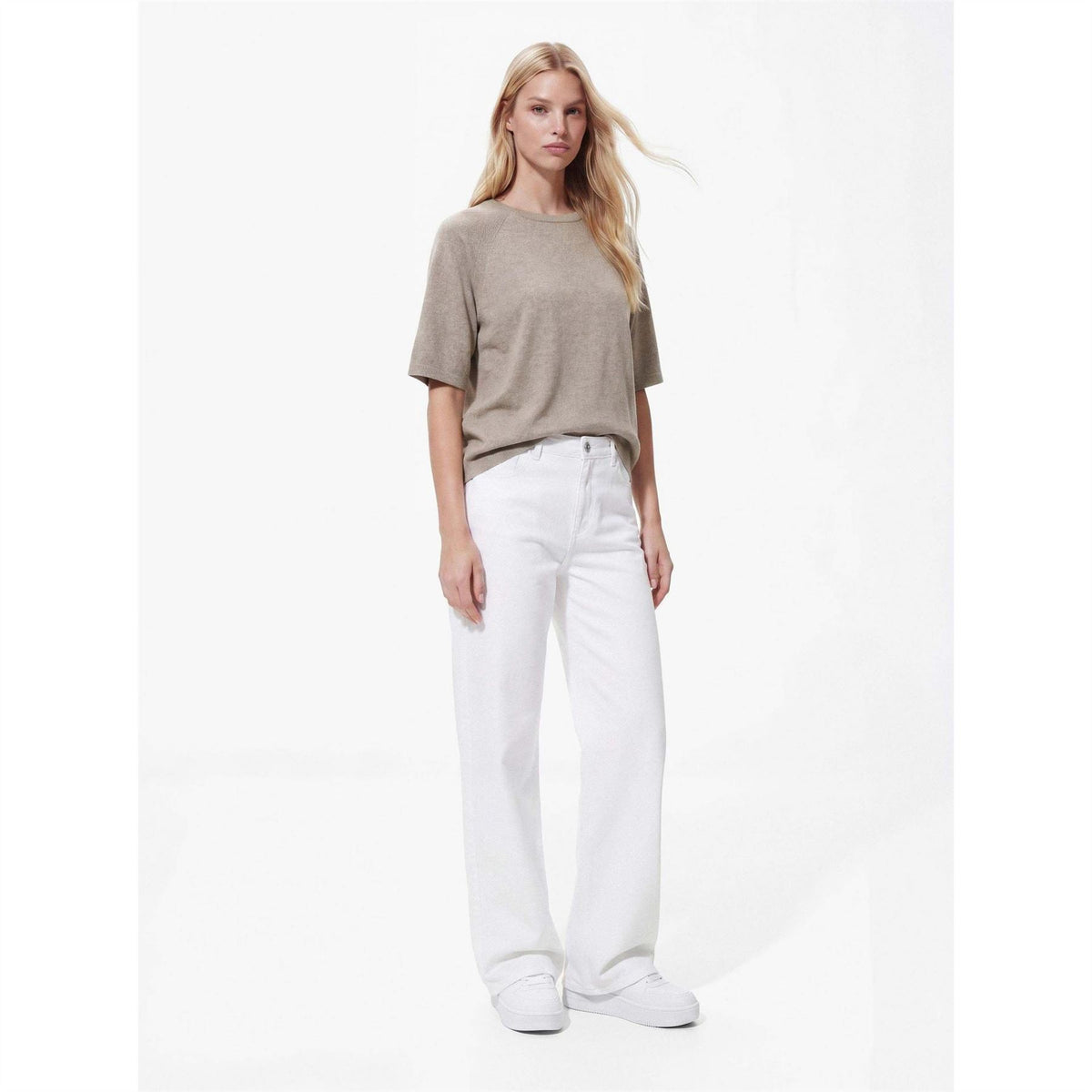 Pieces Crew Neck Raglan Short Sleeve Regular Fit Sweater