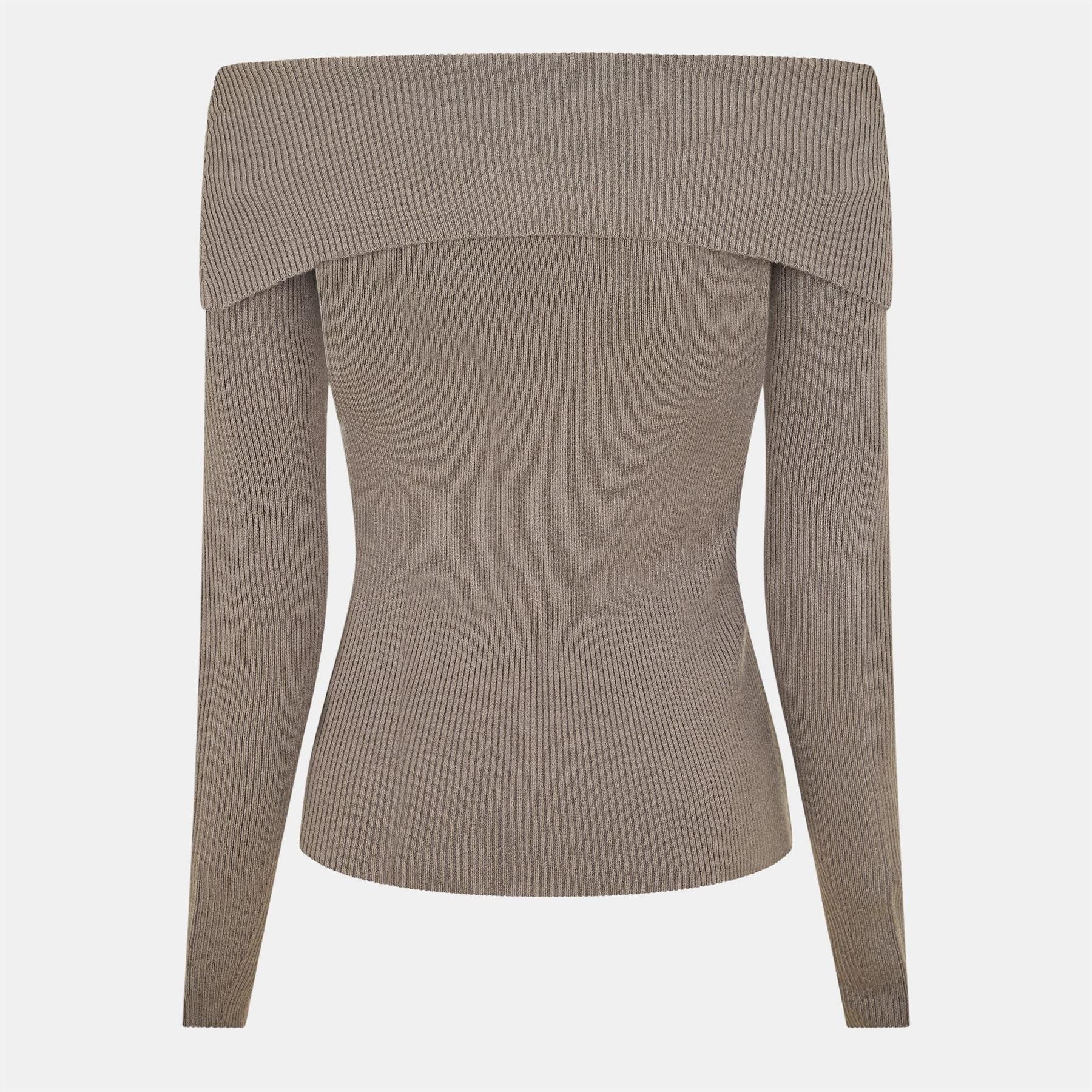 Noisy May Off-The-Shoulder Long Sleeve Slim Fit Sweater
