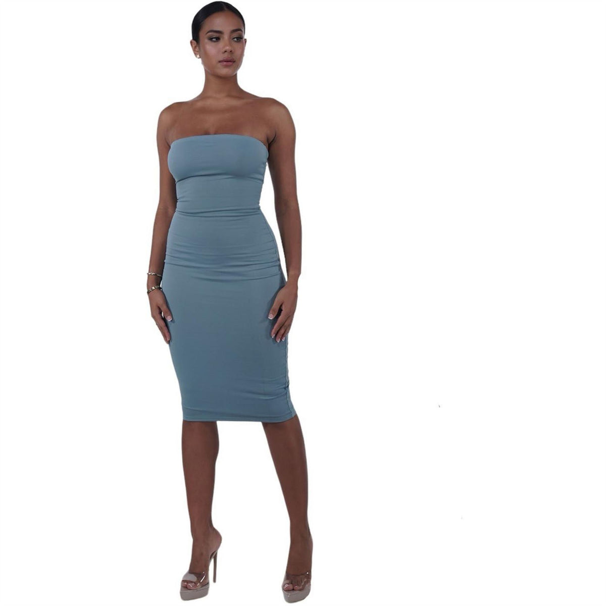 Honeyz Boobtube Midi Bodycon Dress with Ruching