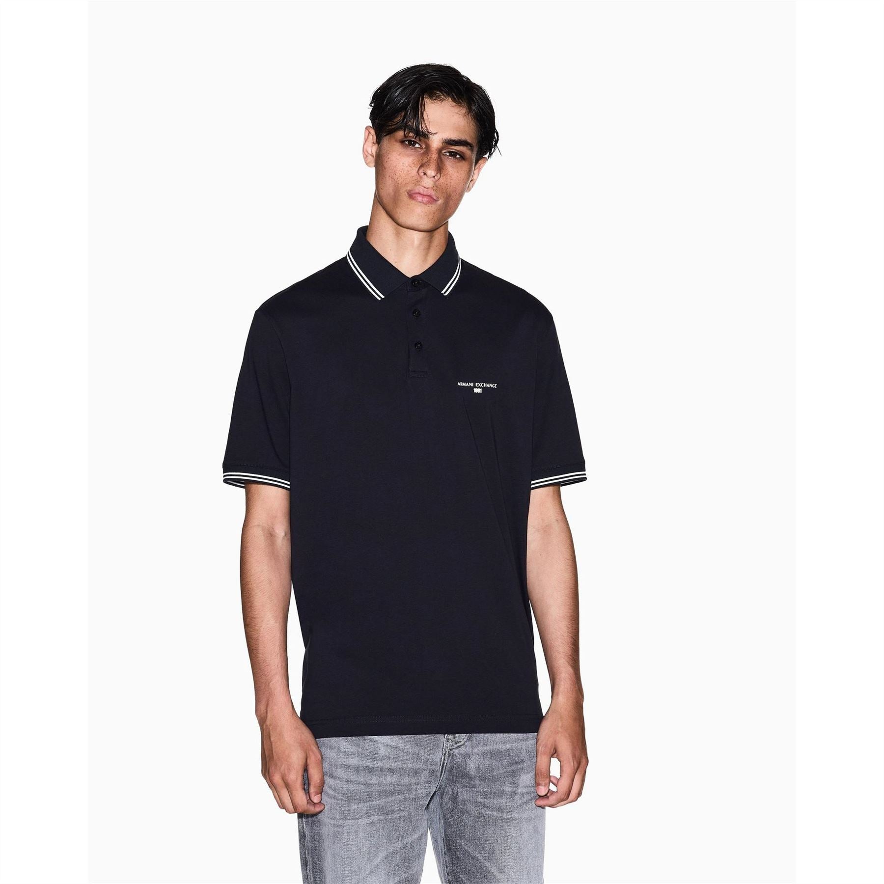 Armani Exchange Exchange Collared Short Sleeve Polo Shirt