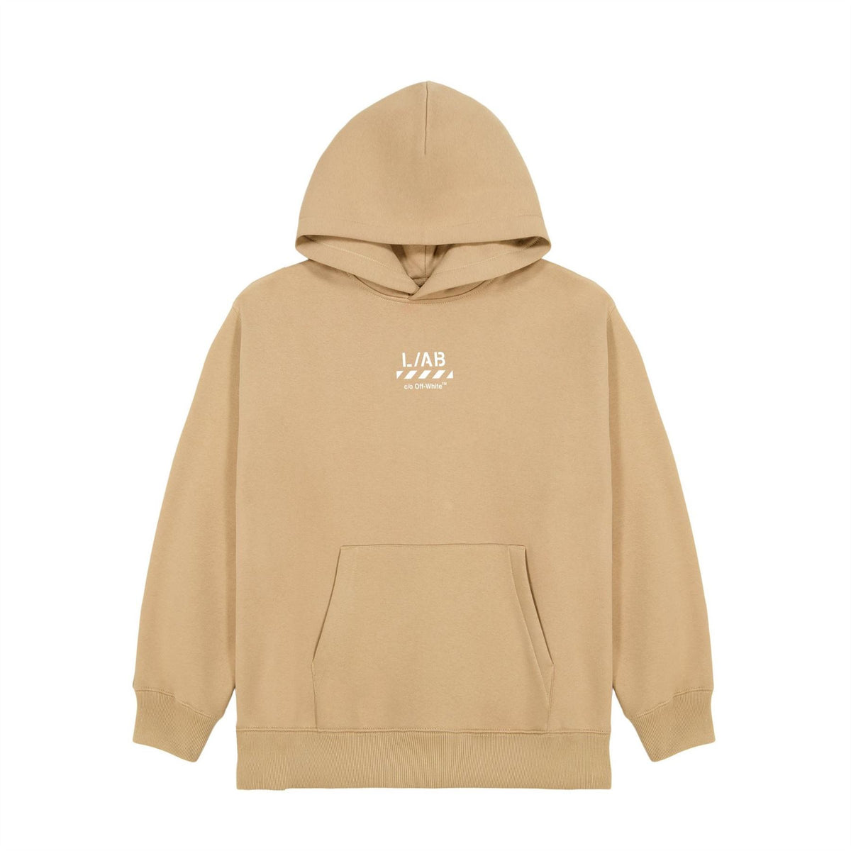 L AB Off White Small Logo Over The Head Hoodie