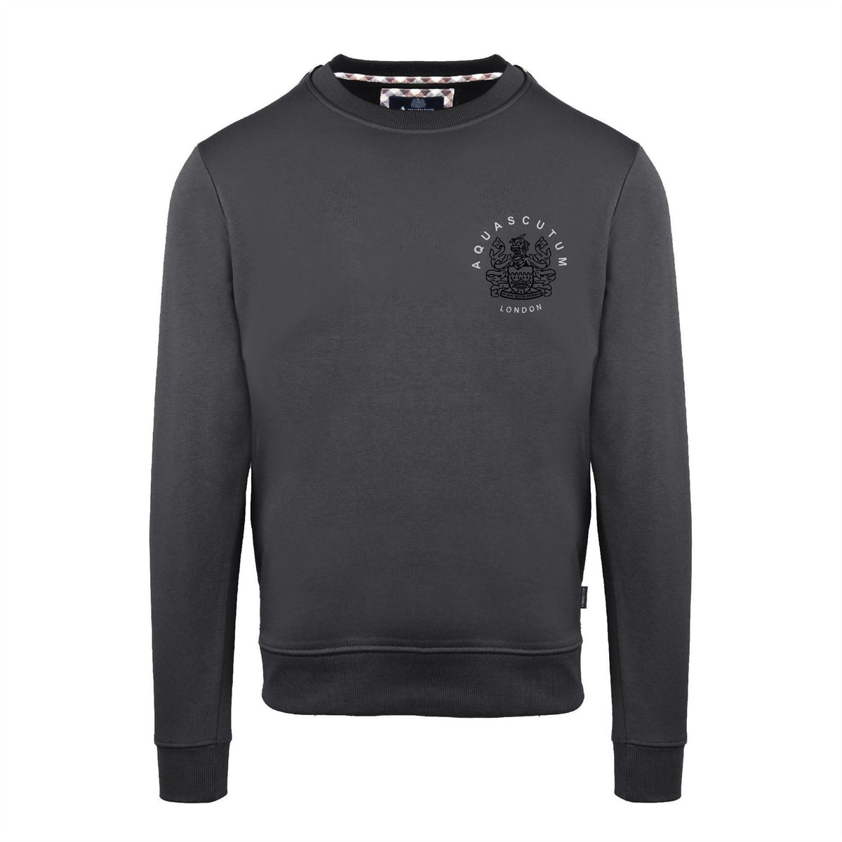 Aquascutum Crew Neck Ribbed Collar Long Sleeve Sweatshirt