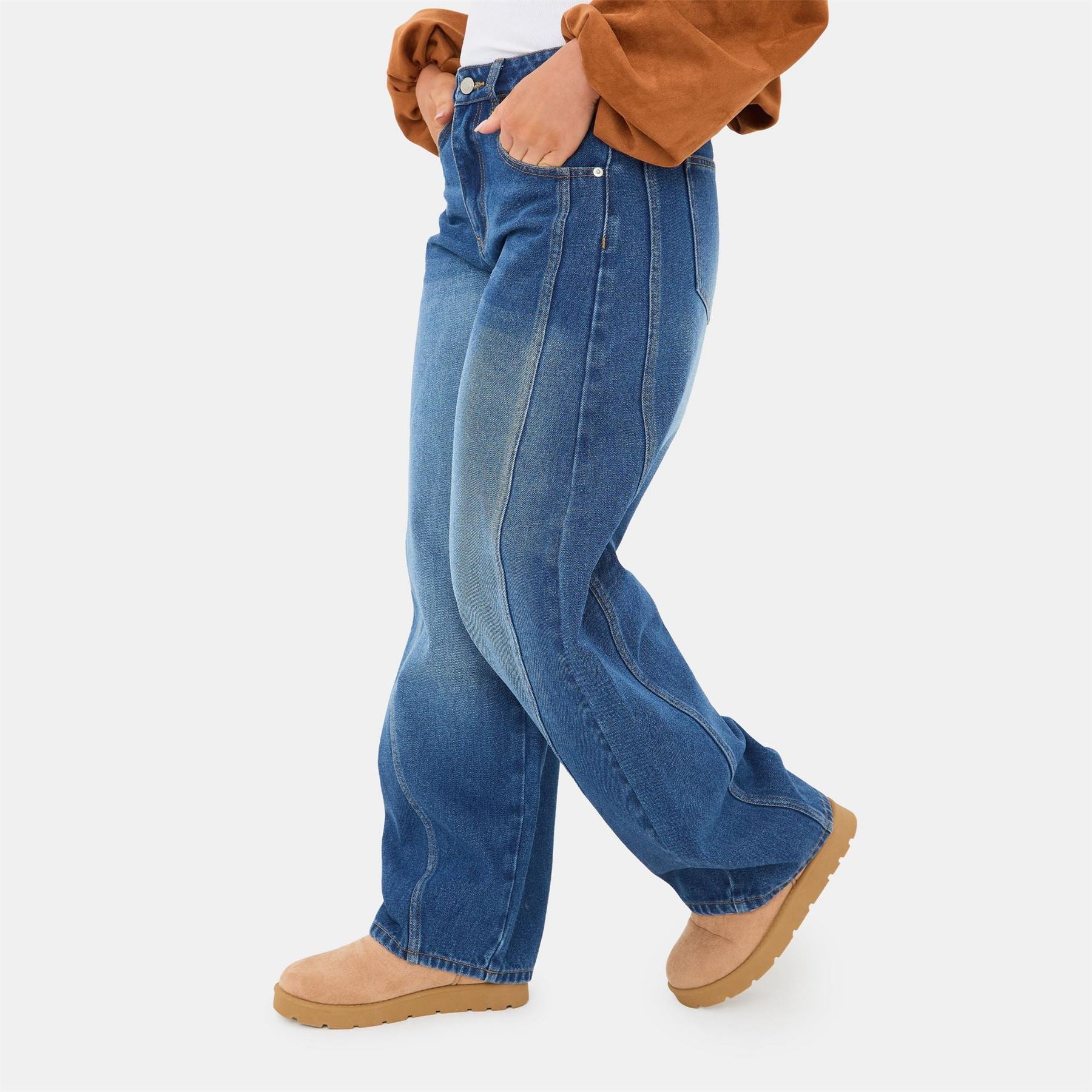 I Saw It First Barrel Jean High Waisted Full Length Cotton Jeans