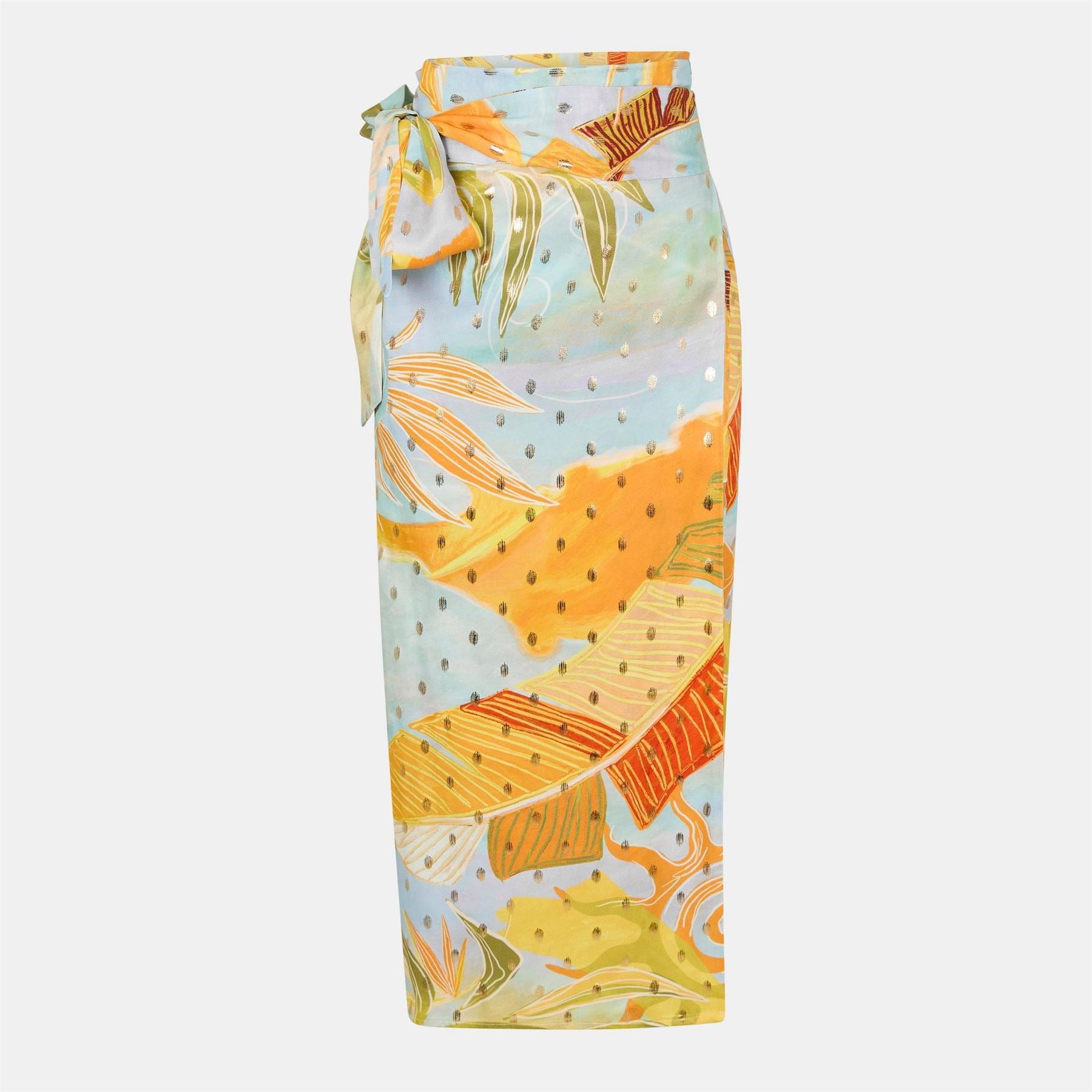 Never Fully Dressed Sky Jaspre Midi Floral Patterned Wrap Skirt