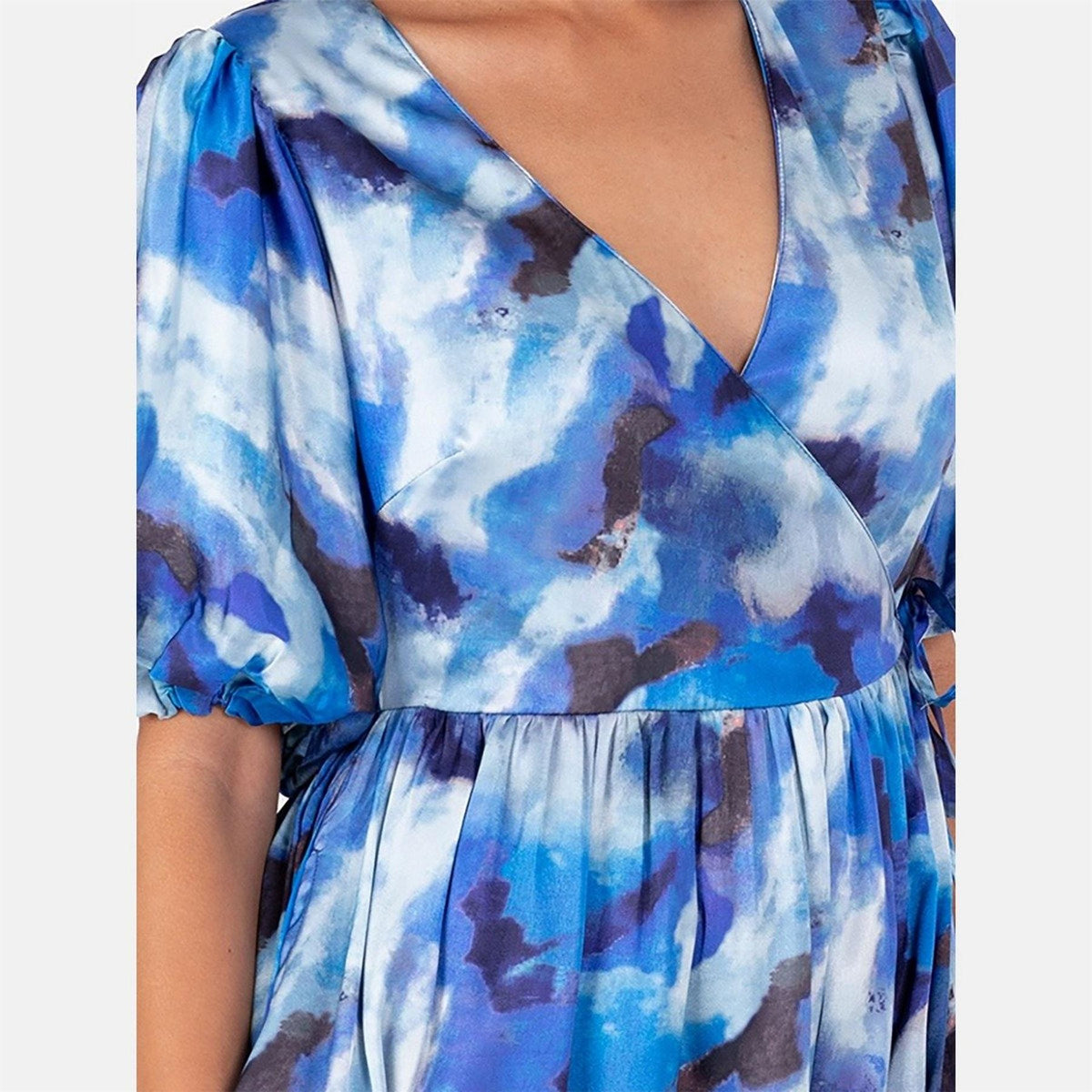 Lovedrobe V-Neck Short Sleeve Wrap Dress