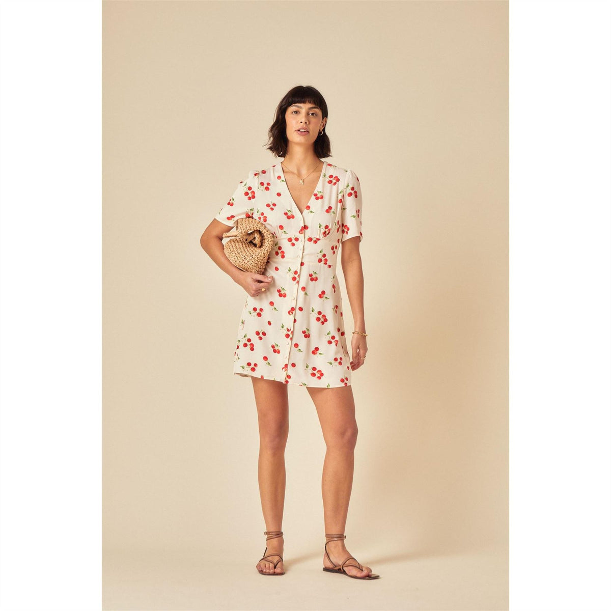 Nobodys Child Alexa V-Neck Short Sleeve Mini Dress