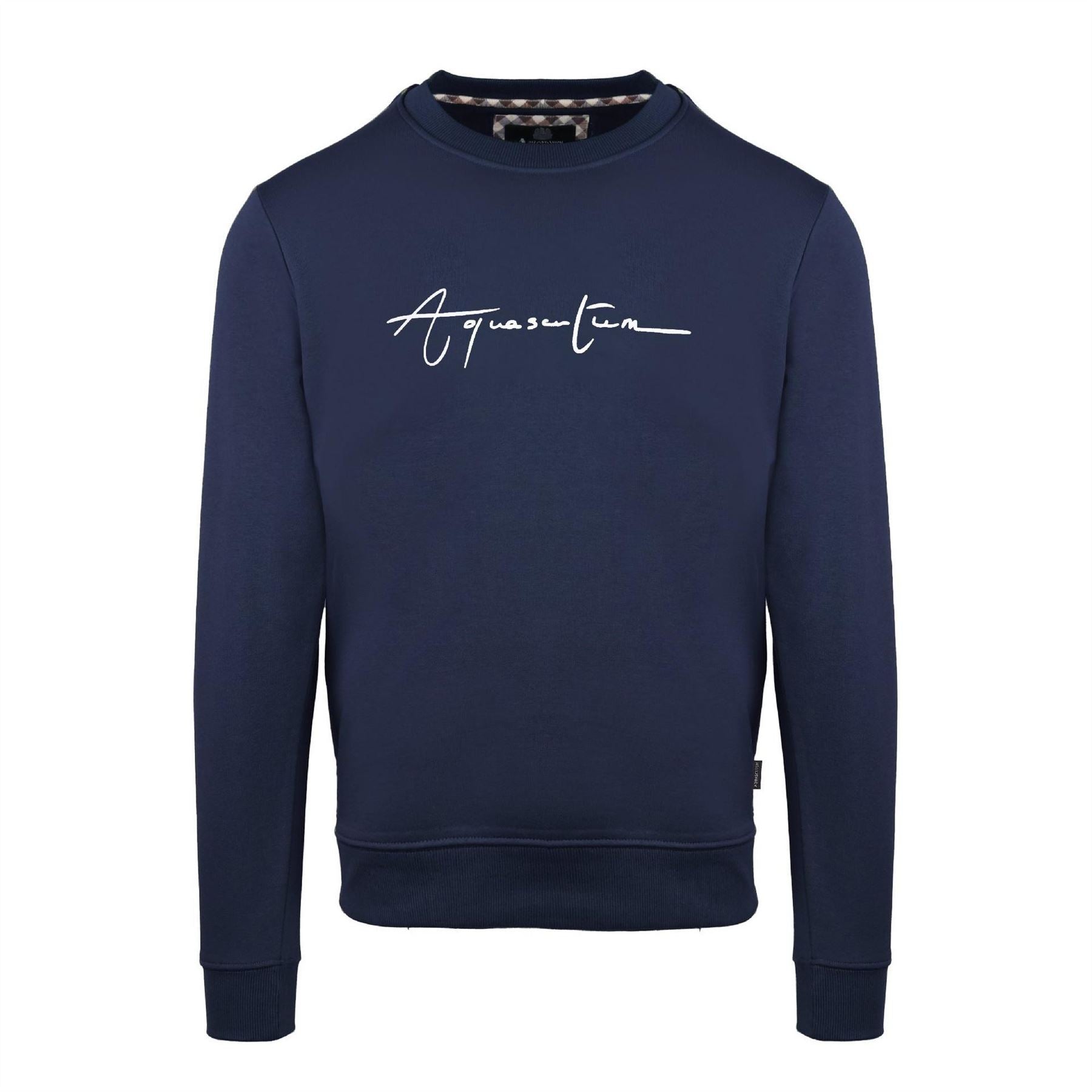 Aquascutum Crew Neck Ribbed Collar Long Sleeve Sweatshirt