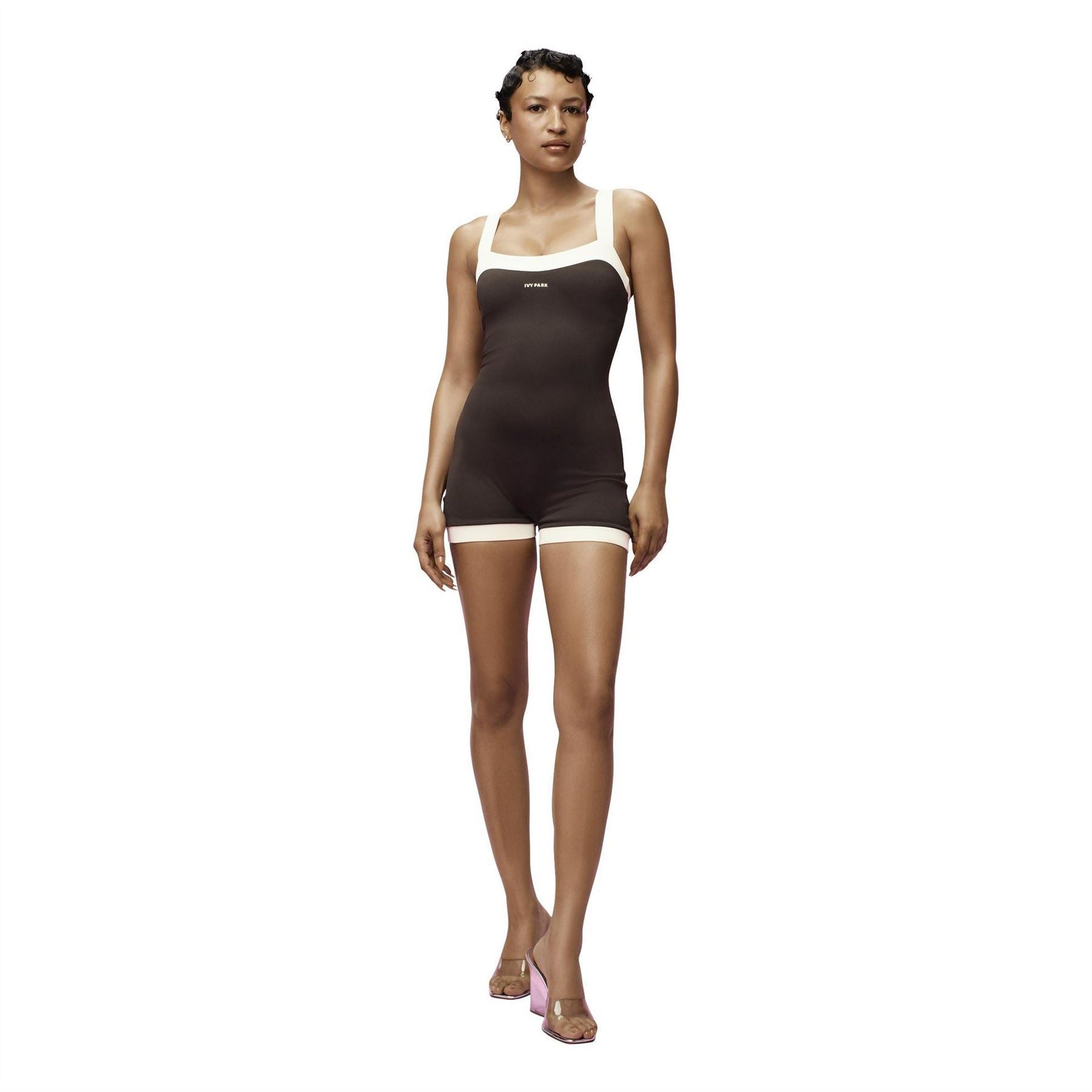 adidas Originals Sweetheart Neck Solid Patterned Unitard Romper