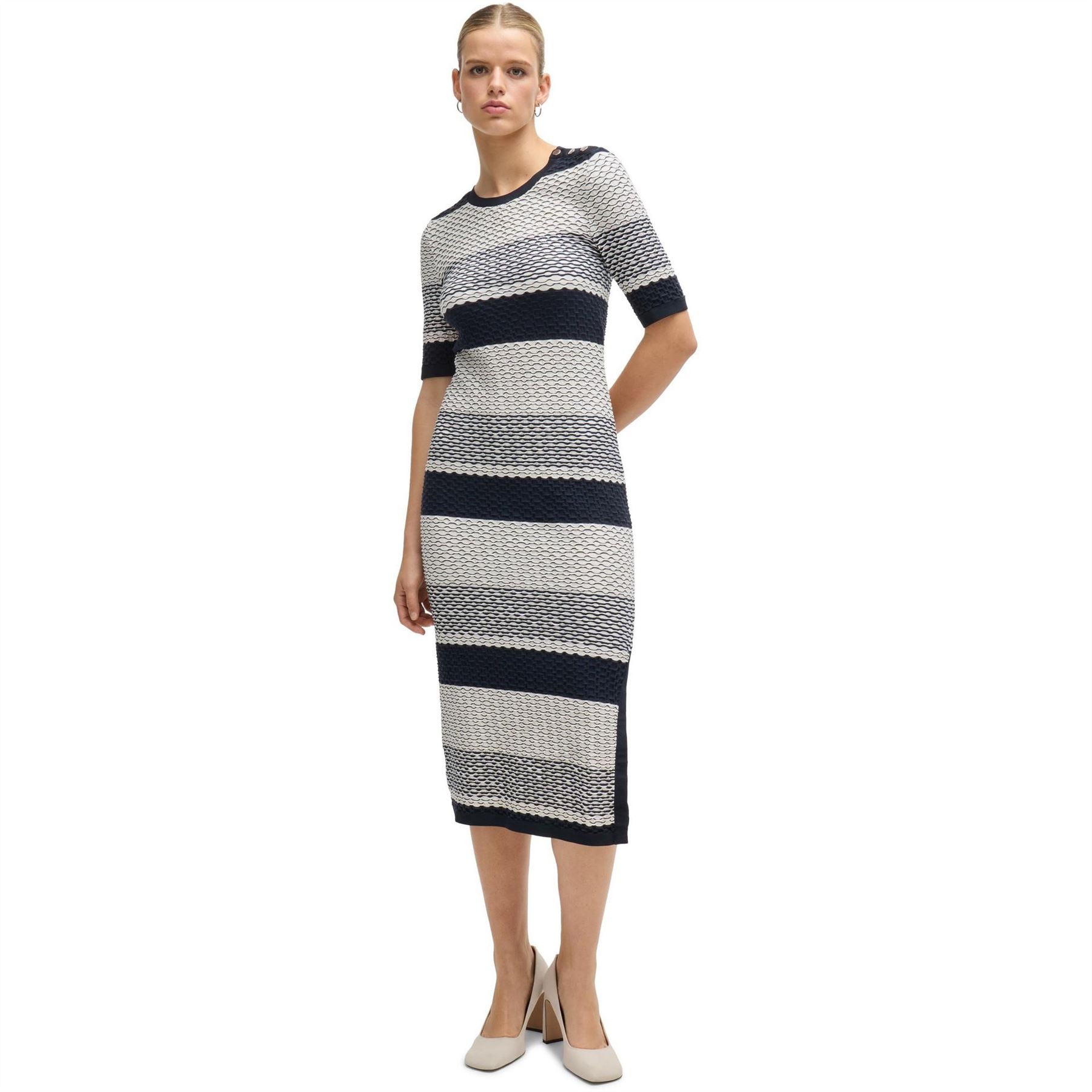 Boss Etanah Crew Neck Three Quarter Sleeve Maxi Dress