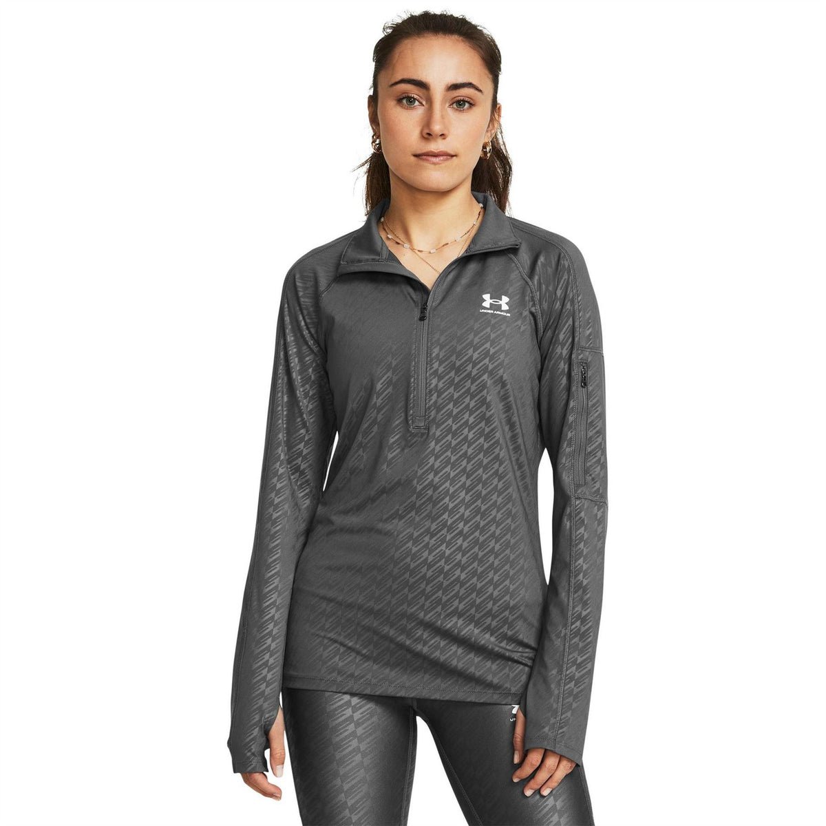 Under Armour Emboss 1 2 Zip Slim Fit Performance Tracksuit Top