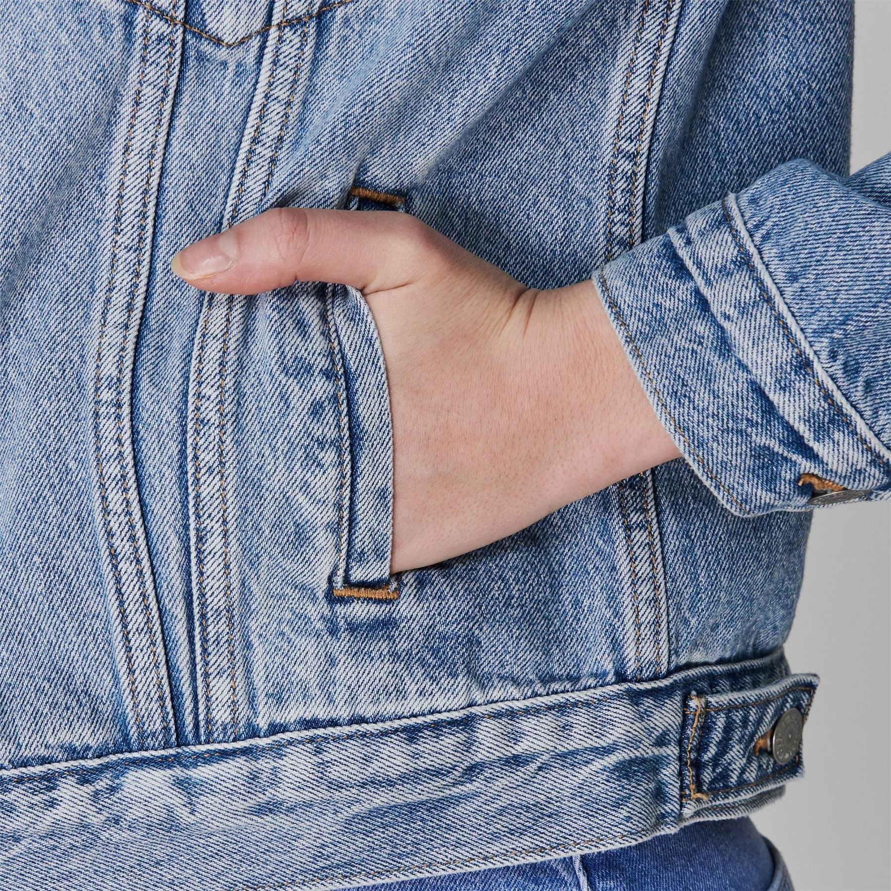 Levis Ex Boyfriend Trucker Cotton Long Sleeve Point Collar Denim Jacket