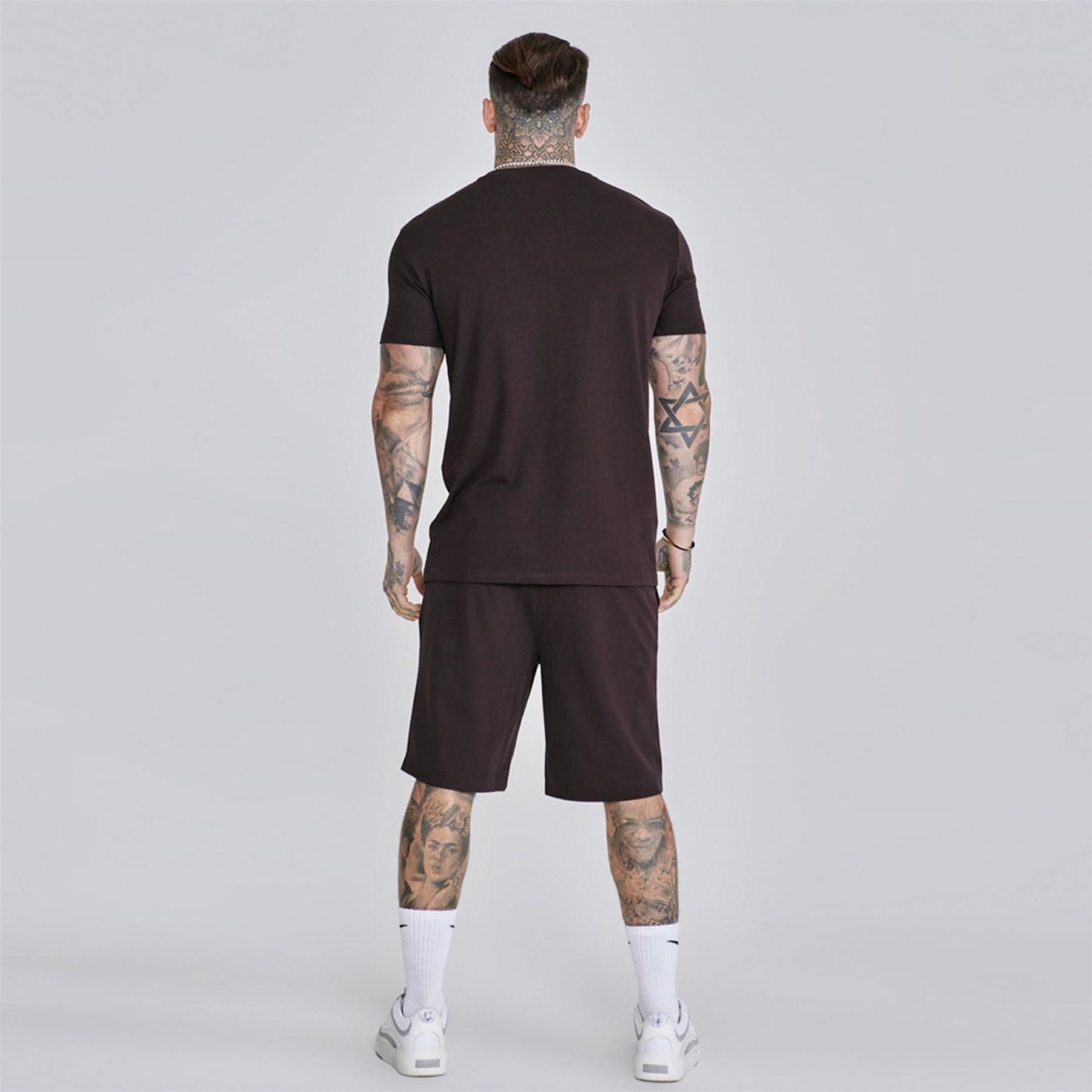 SikSilk Lettering Crew Neck Short Sleeve T-Shirt and Short Set