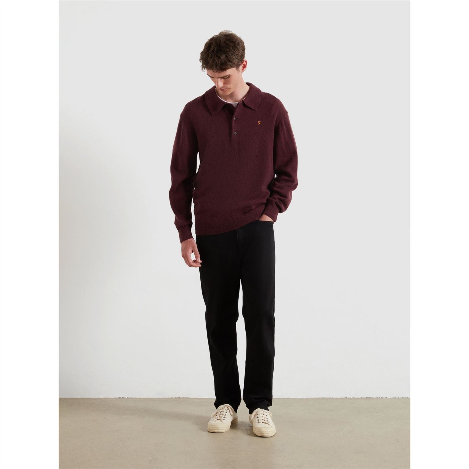 Farah Matson Lambswool Knit Quarter Zip Top