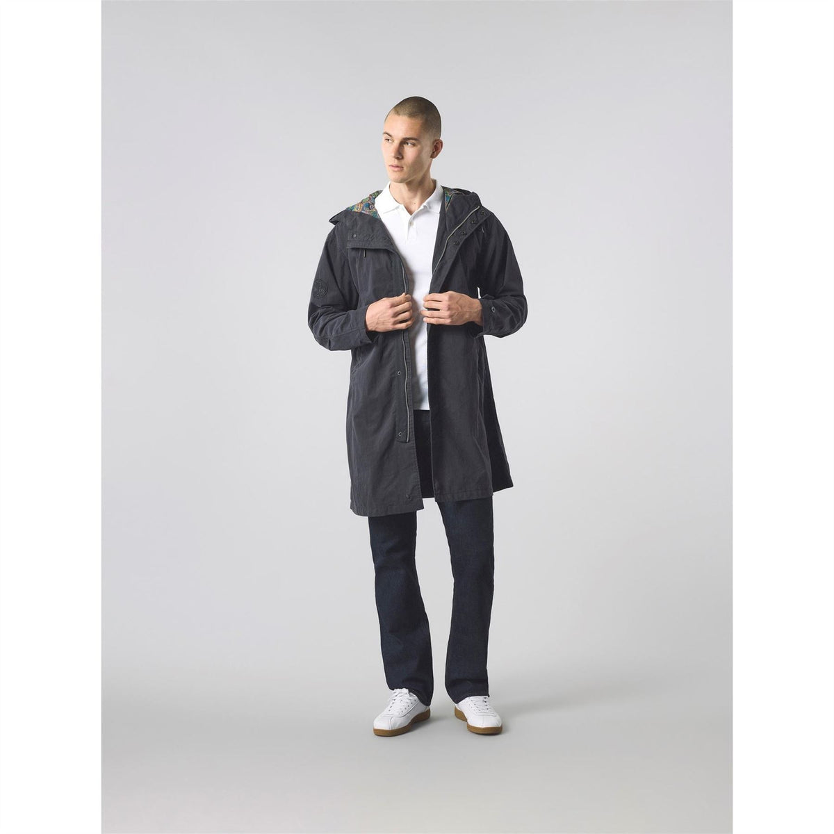 Pretty Green Feltham Hooded Solid Patterned Parka Coat