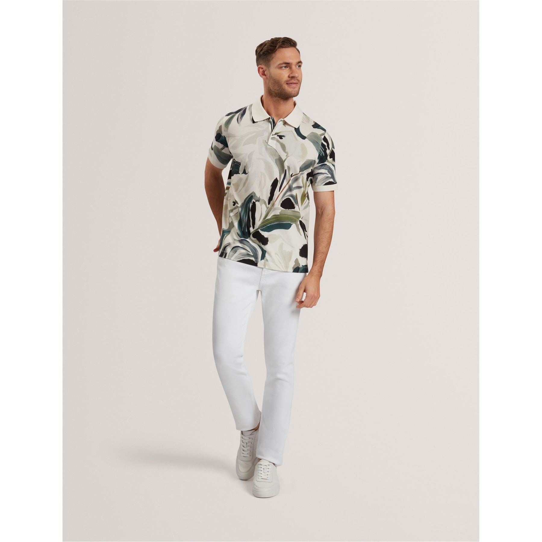 Ted Baker Print Short Sleeve Polo Shirt