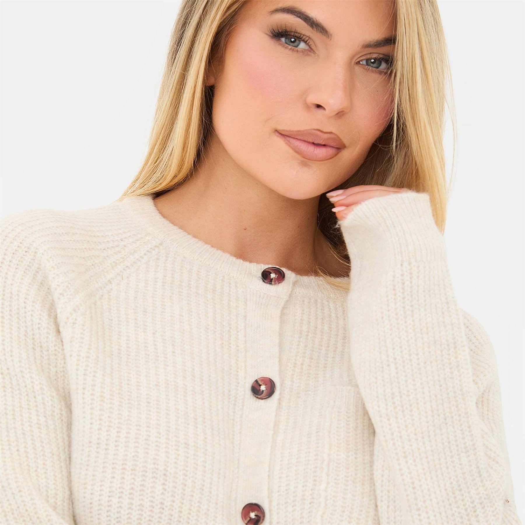 I Saw It First Button Detail Cotton Long Sleeve Cardigan