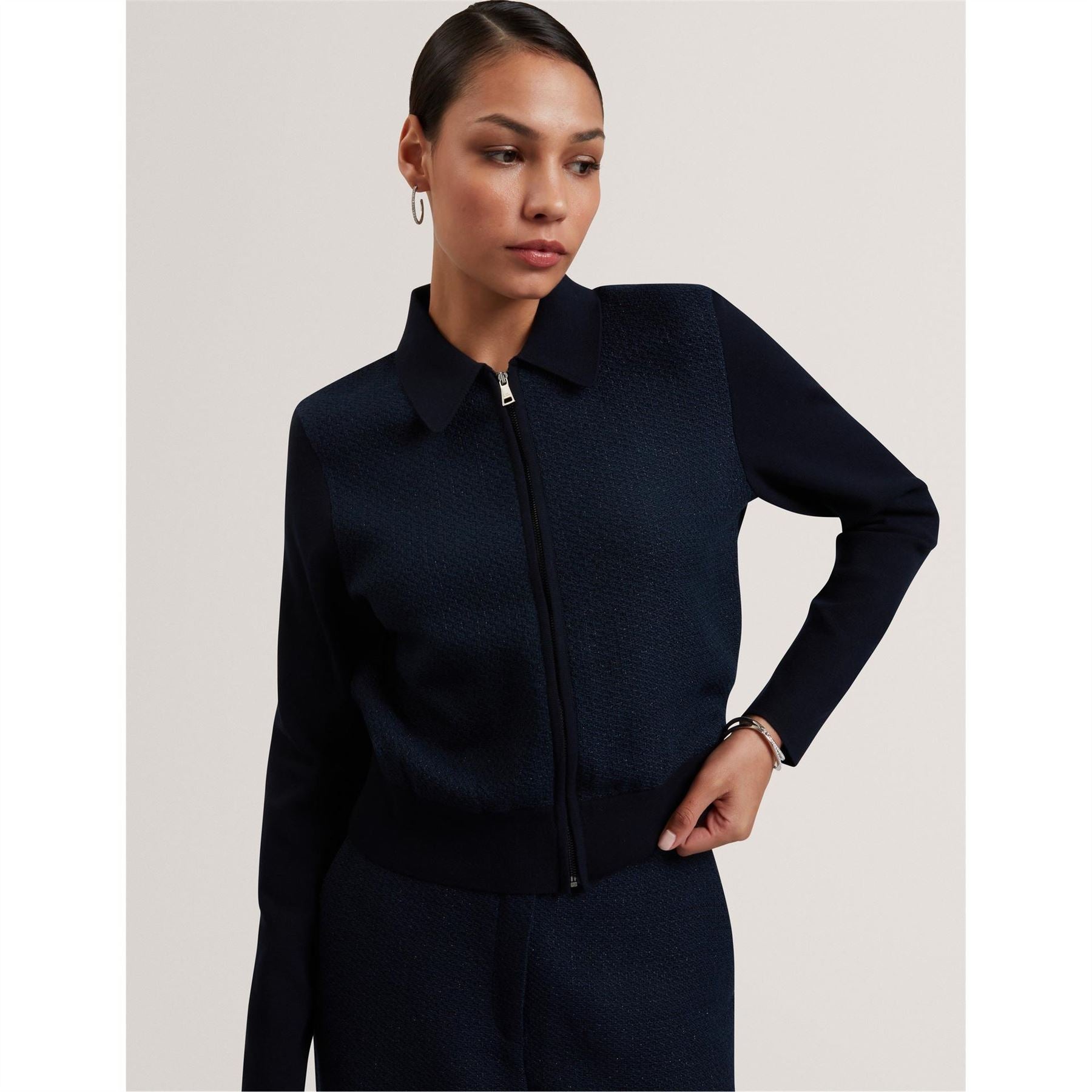 Ted Baker Collared Neck Long Sleeve Zip Sweater