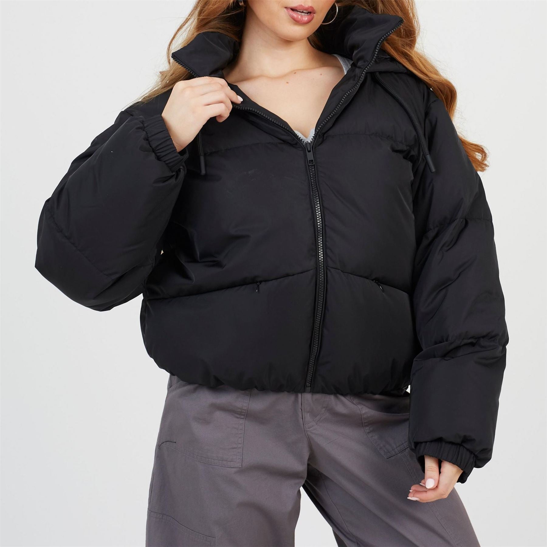 Brave Soul Womens Oversized Hooded Puffer Jacket With Pockets