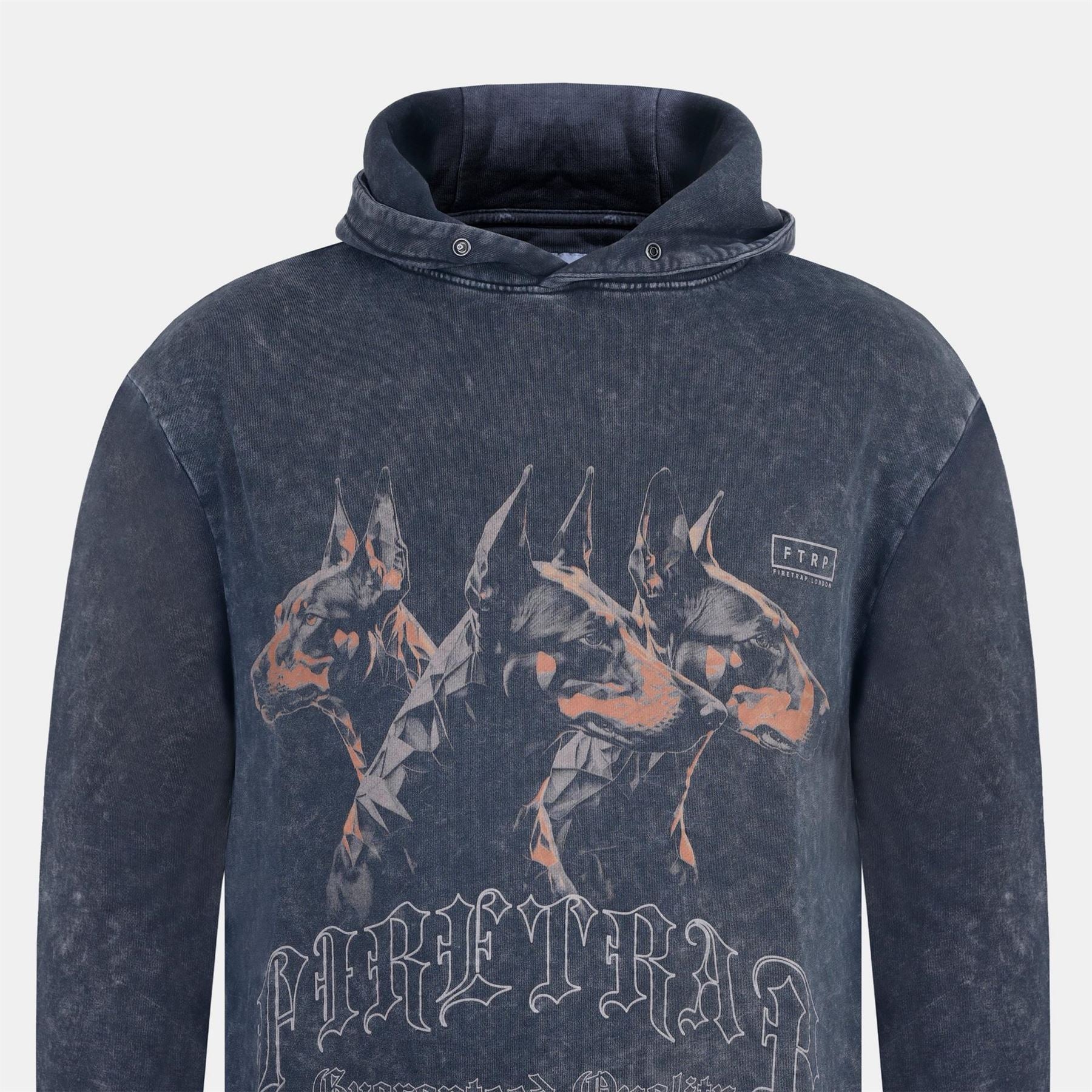 Firetrap Graphic Hooded Neck Long Sleeve Sweatshirt