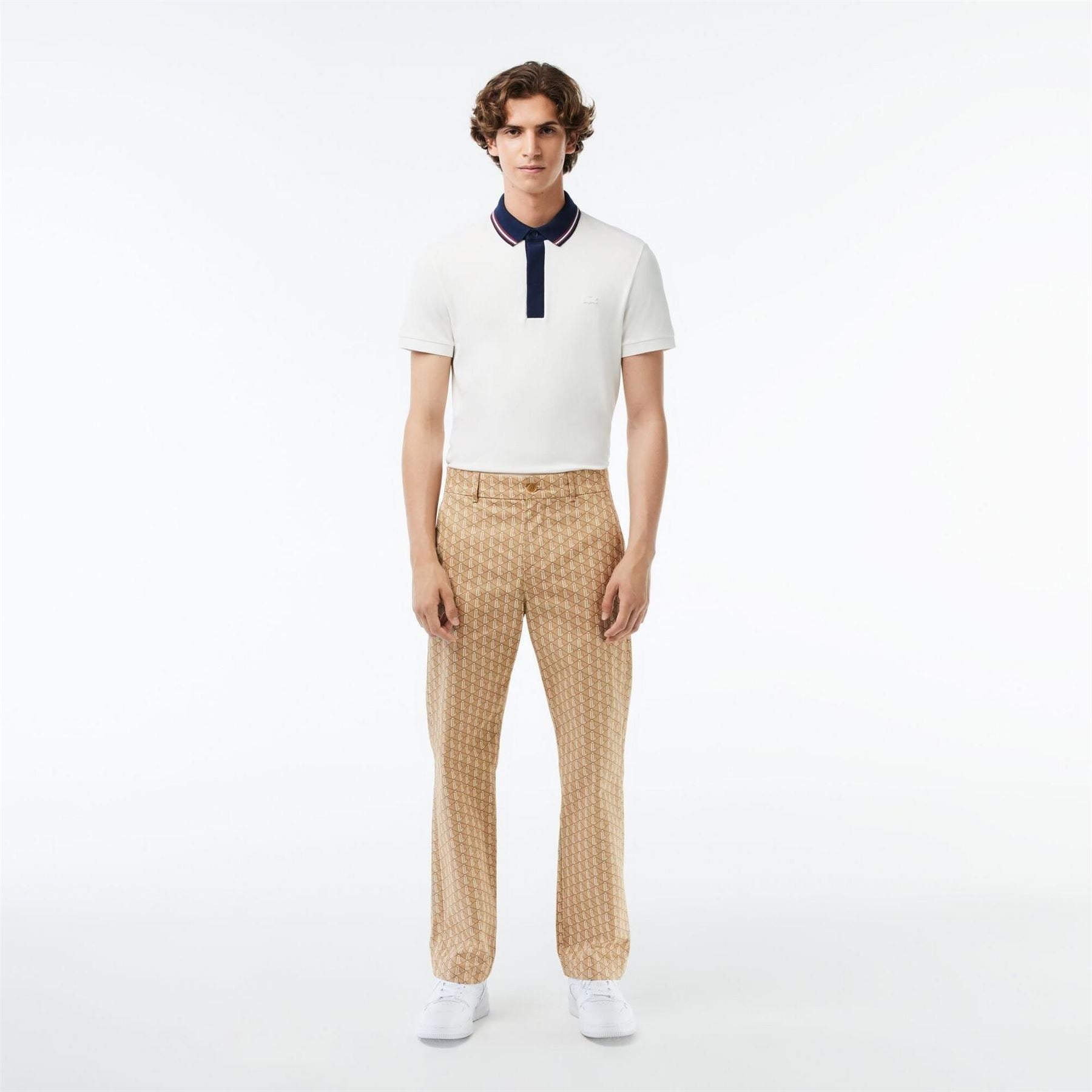 Lacoste Geometric Patterned Straight Chinos
