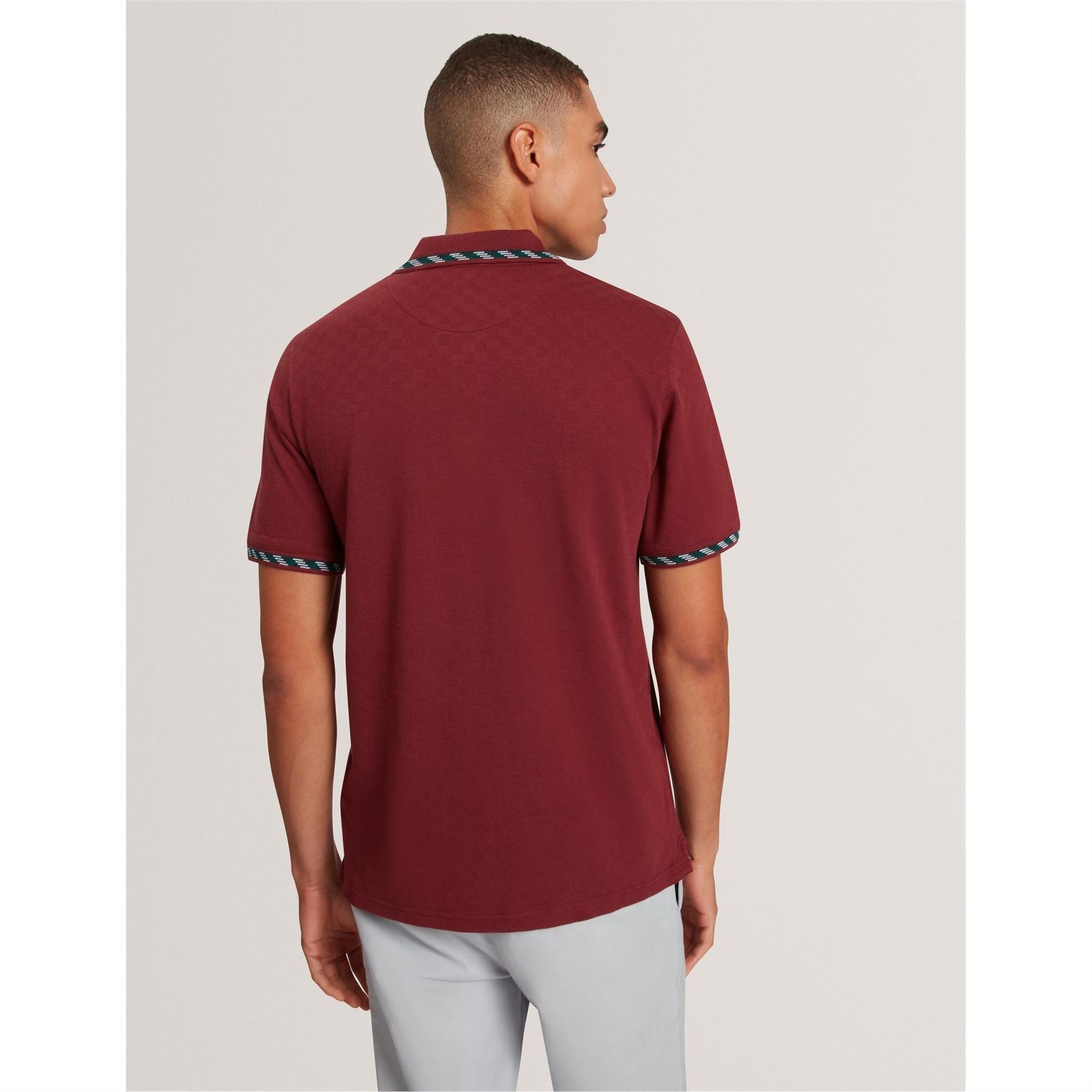 Ted Baker Jacquard Collared Neck Short Sleeve Polo Shirt