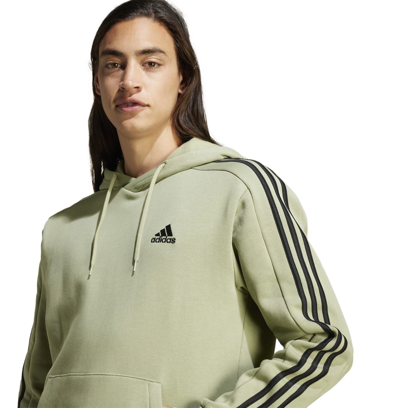 adidas Mens Fleece 3 Stripes Hoodie