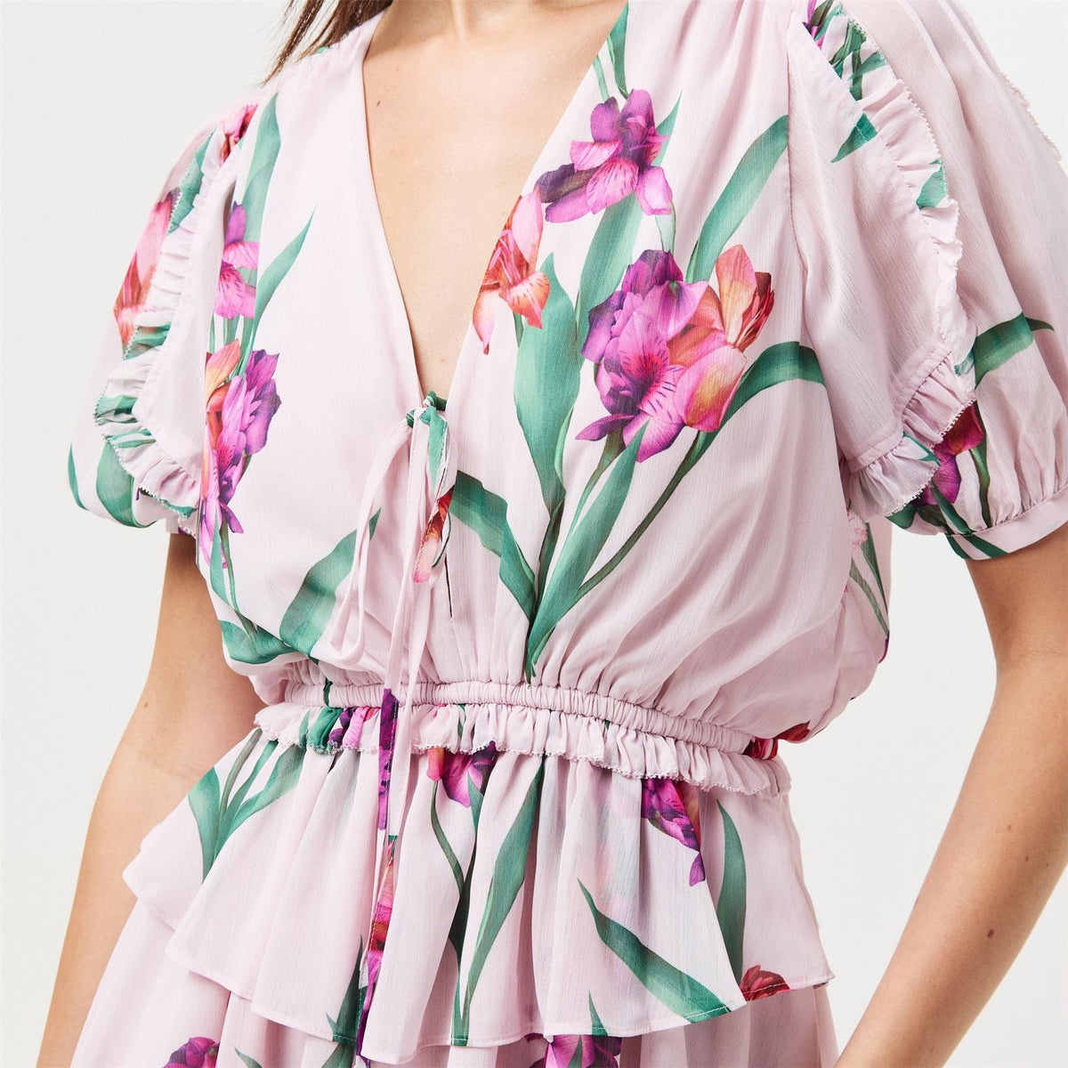Ted Baker Woven V-Neck Mini A-Line Dress