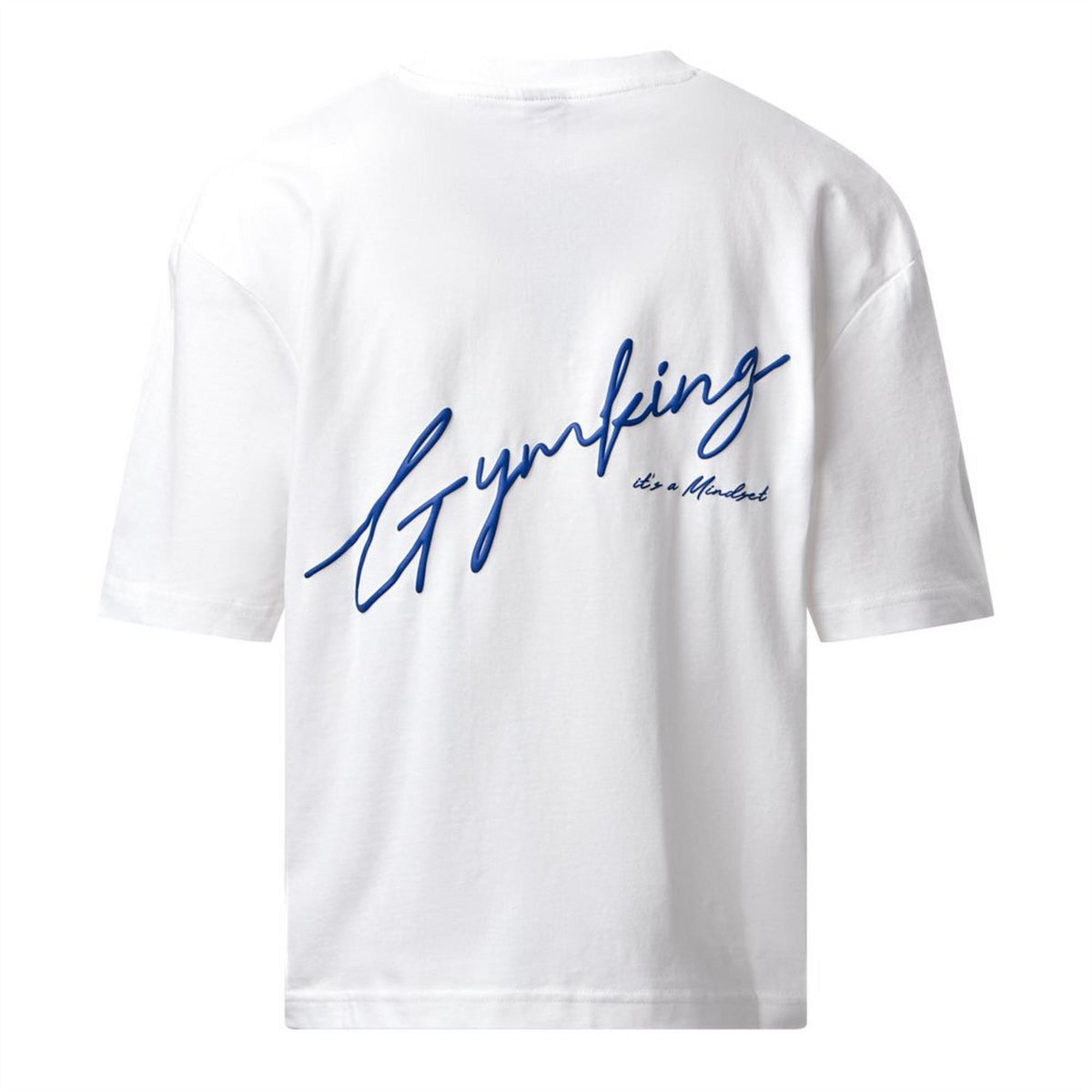 Gym King King Script Mindset Hip Length Bf Tee   Cream