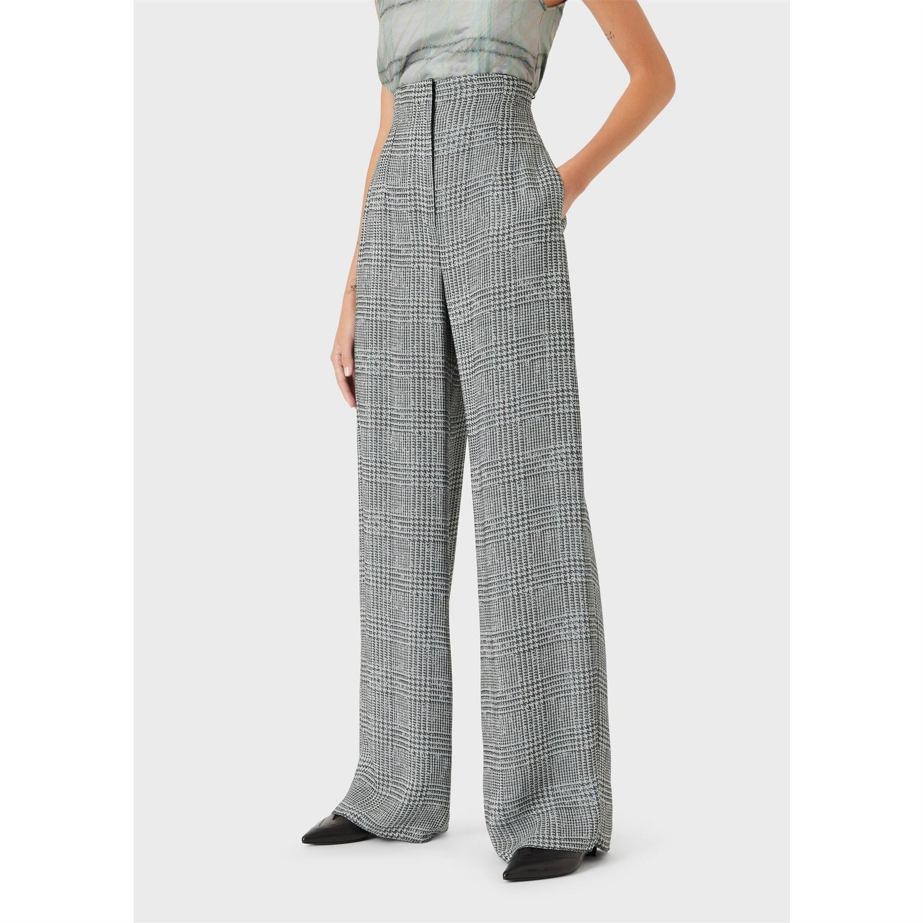 Emporio Armani Fine Knit Zip Up Wide Leg Trousers