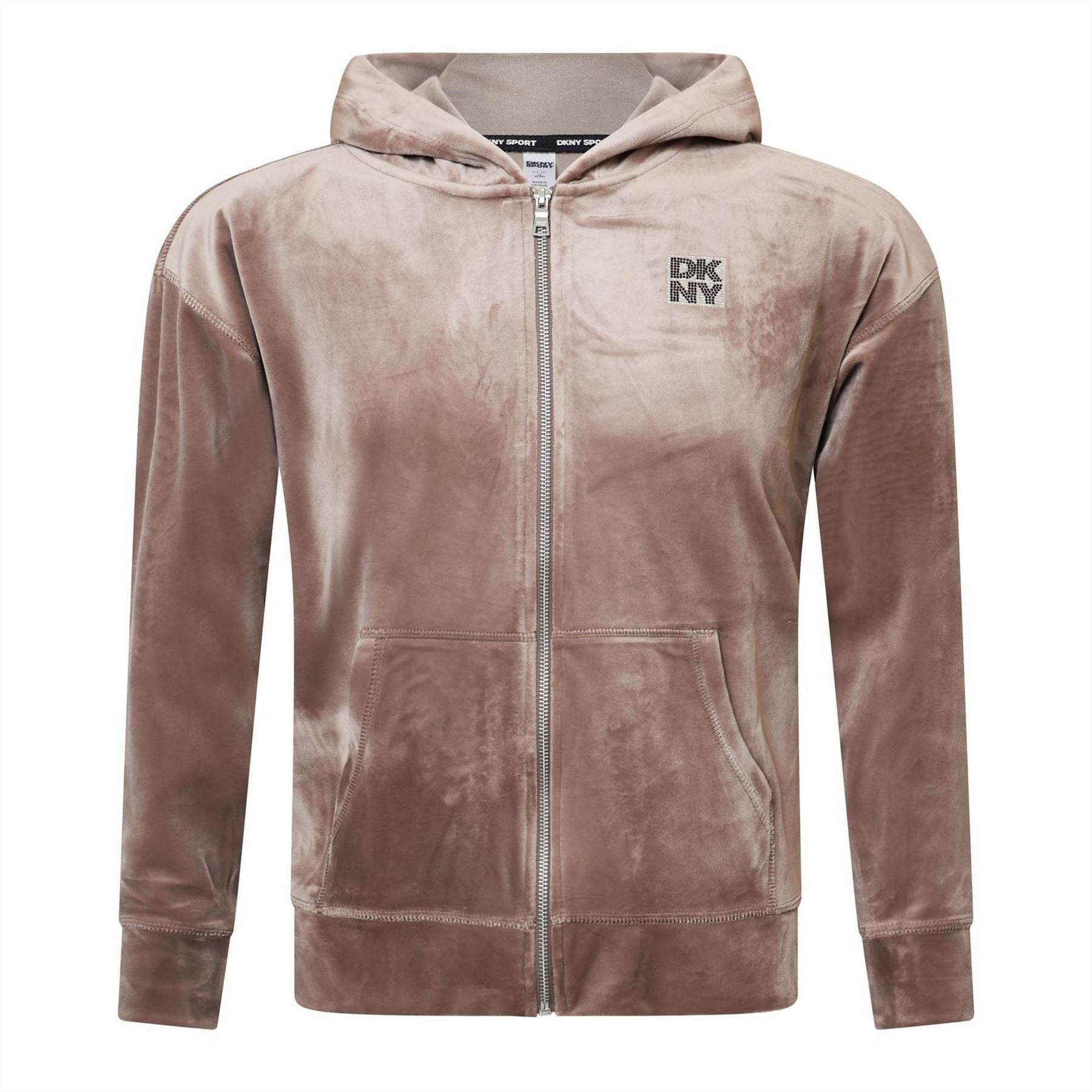 DKNY Tone Rhinestone Logo Full Zip Hoodie