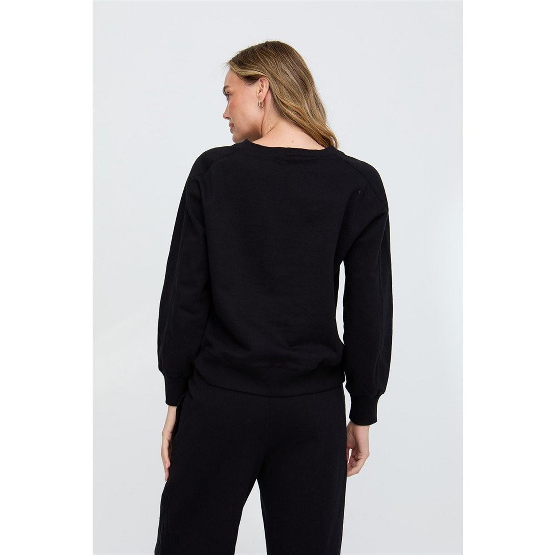 Raffya Marmalade Long Sleeves Embroidered Sweatshirt In Black